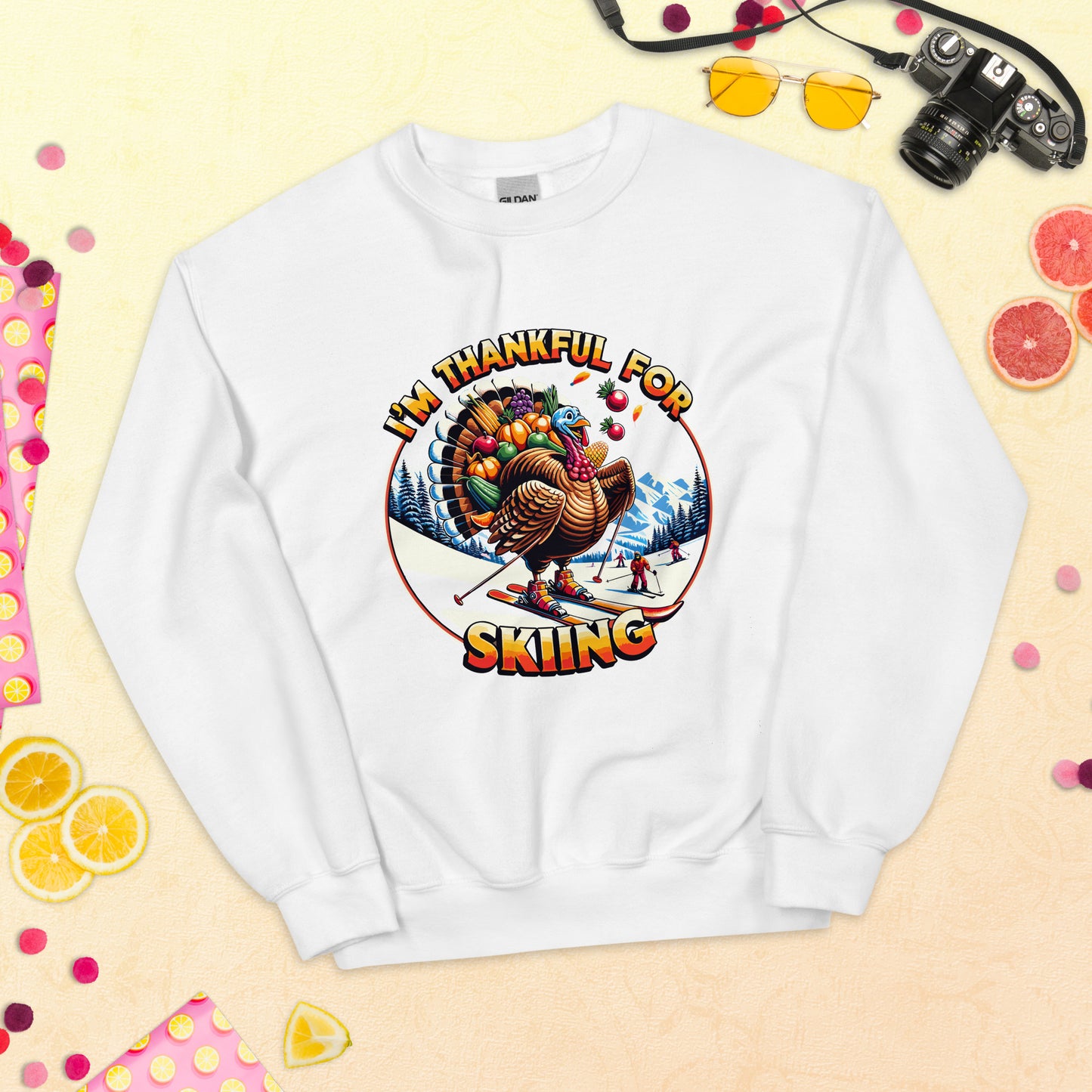 I'm Thankful for Skiing Turkey Crewneck Sweatshirt