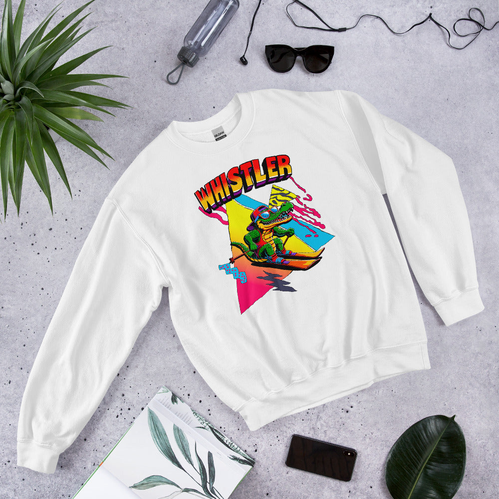 Whistler Skiing retro gator crewneck sweatshirt printed by Whistler Shirts