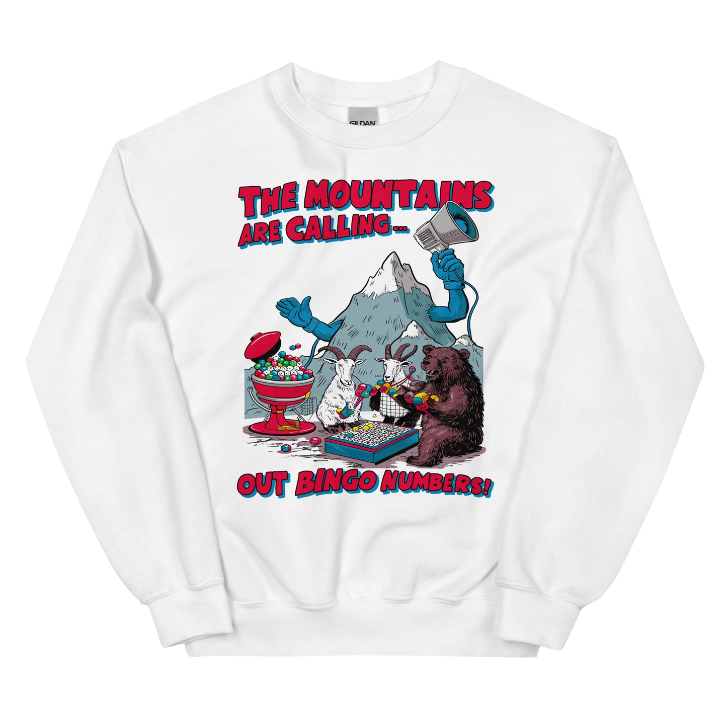 The Mountains Are Calling Out Bingo Numbers Crewneck Sweatshirt