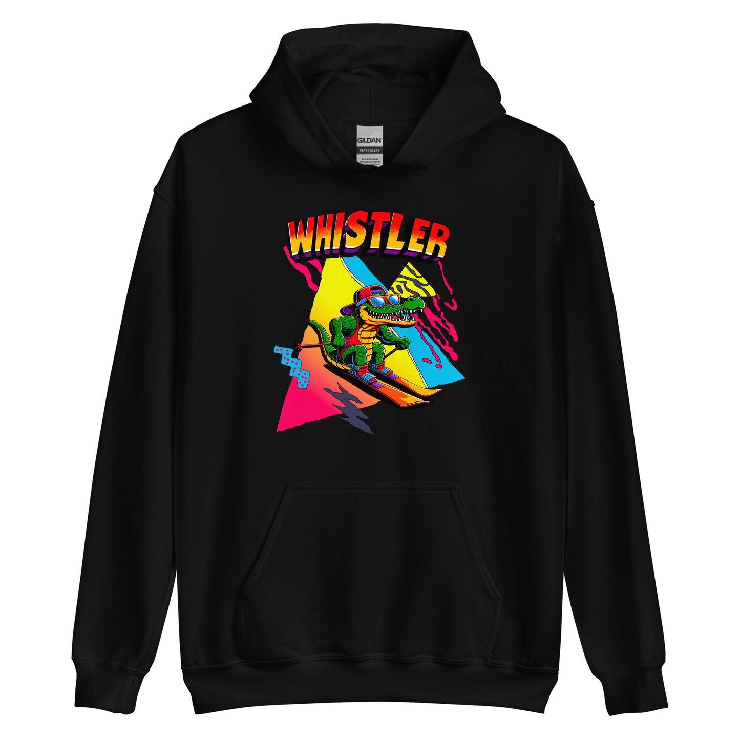 Whistler Skiing Gator Retro Hoodie printed by Whistler Shirts