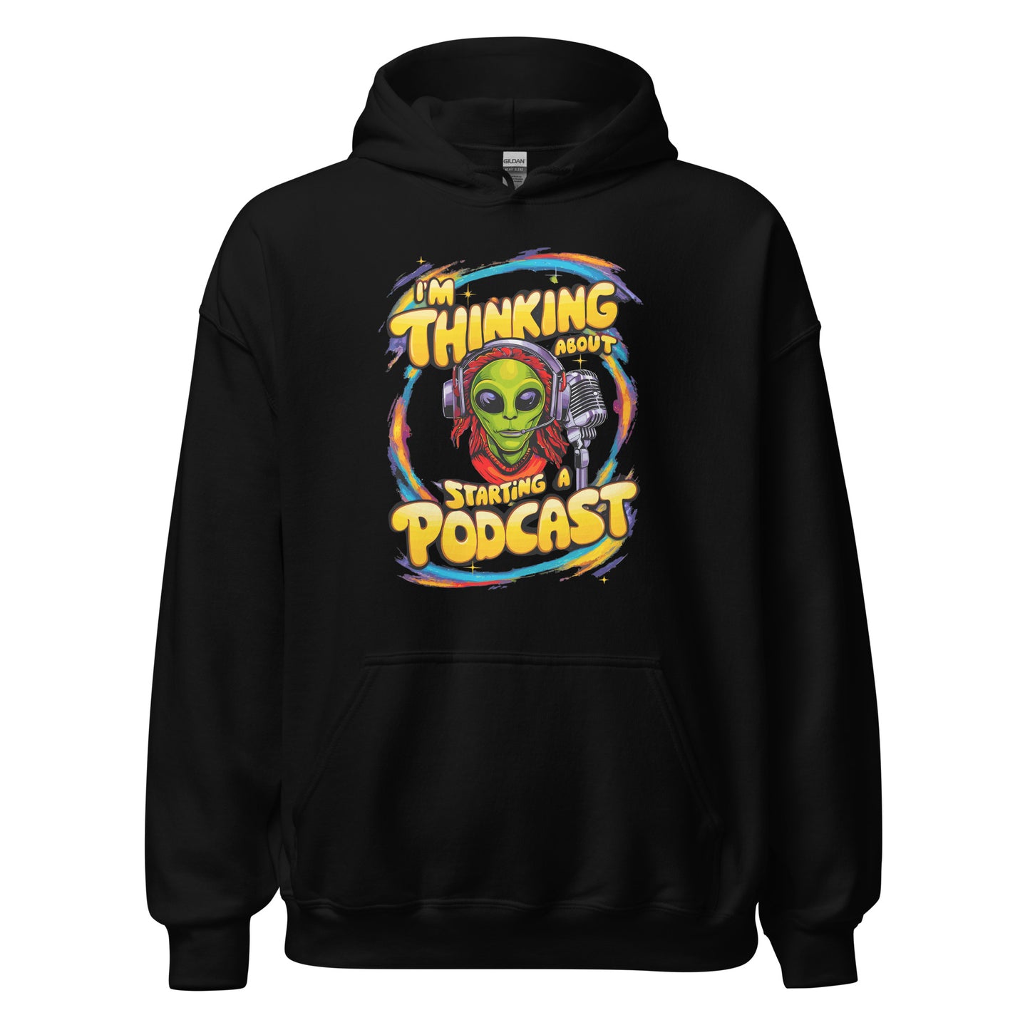 I'm thinking about starting a podcast design printed on hoodie by Whistler Shirts