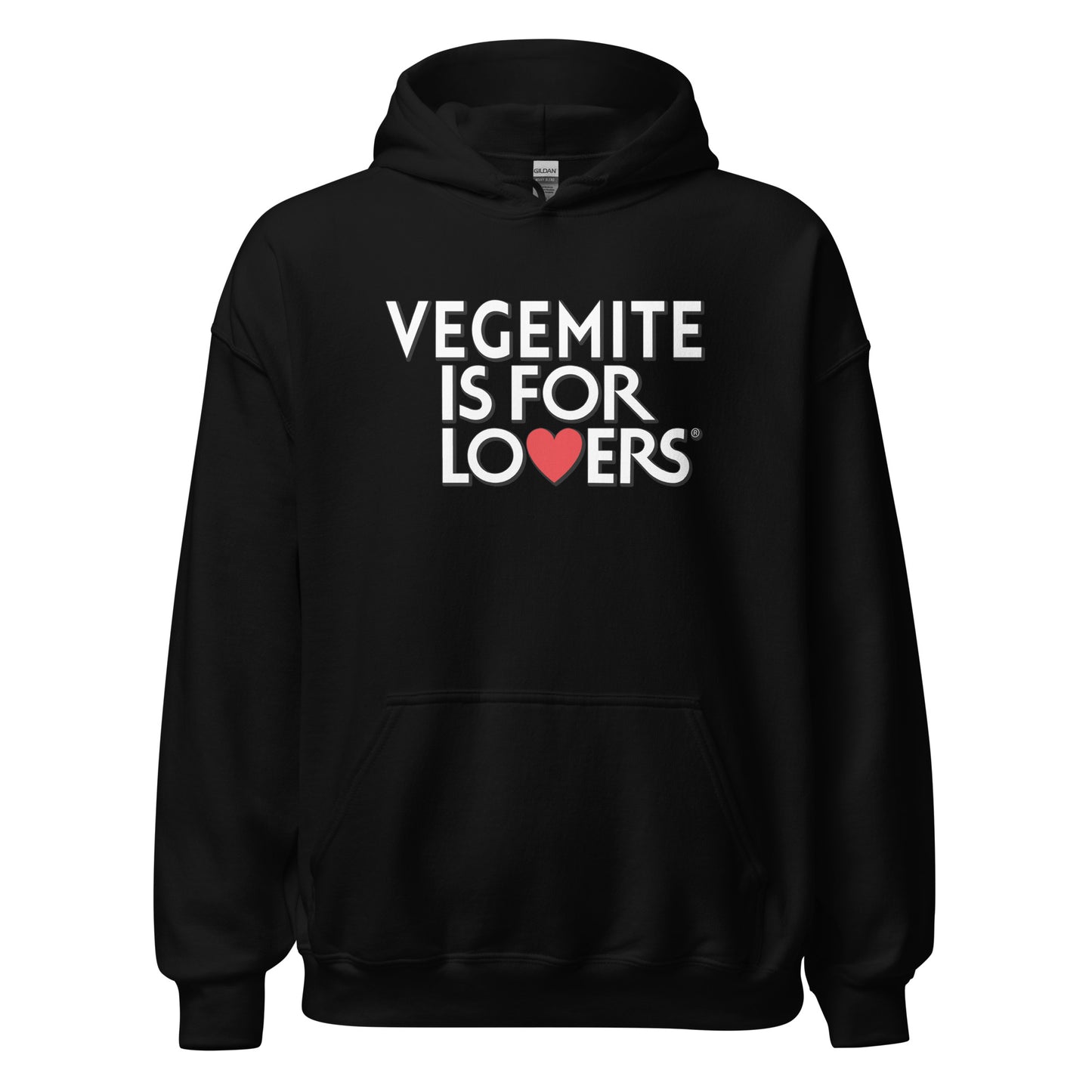 Vegemite is for lovers design printed on a hoodie by Whistler Shirts