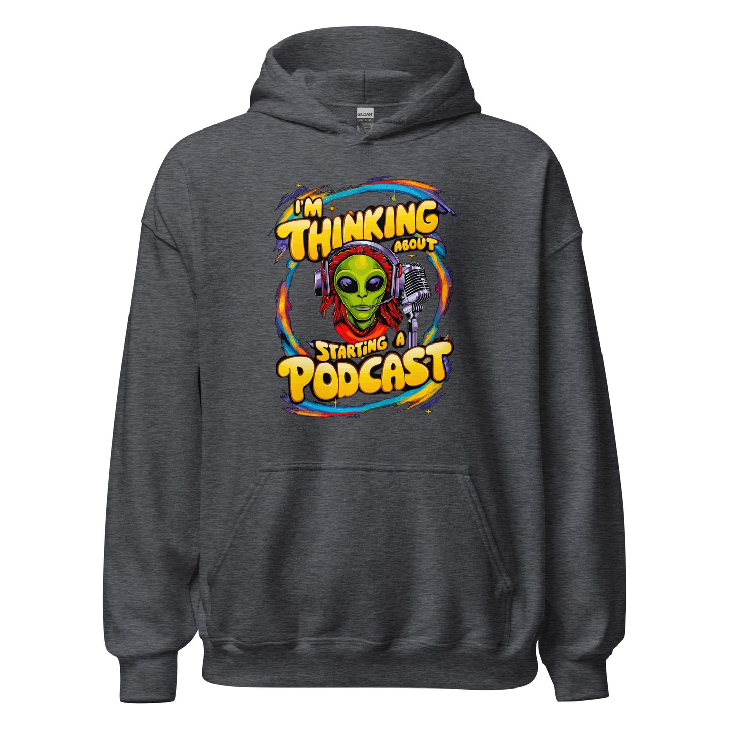 I'm thinking about starting a podcast design printed on hoodie by Whistler Shirts