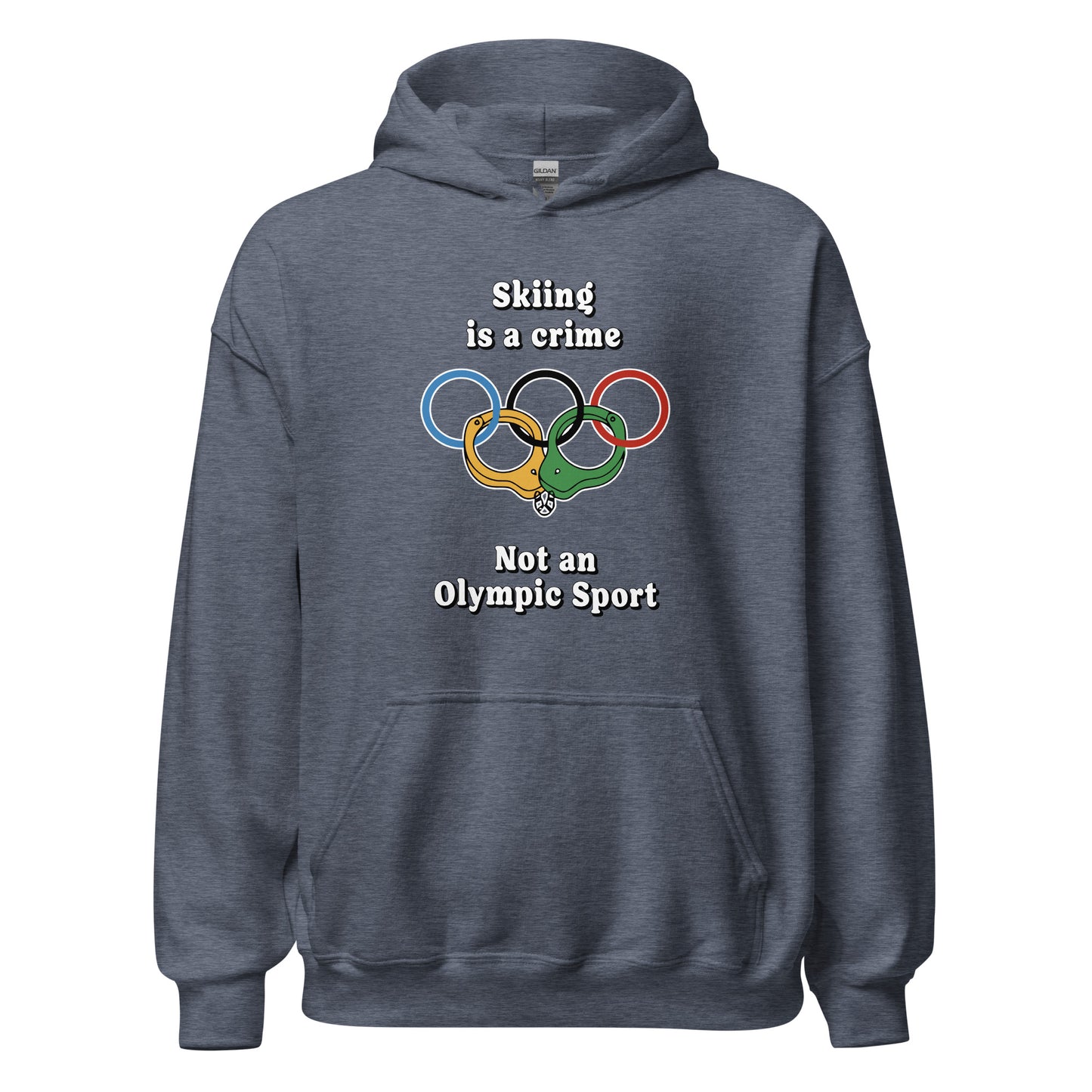 Skiing is a crime not an olympic sport design printed on a hoodie by Whistler Shirts