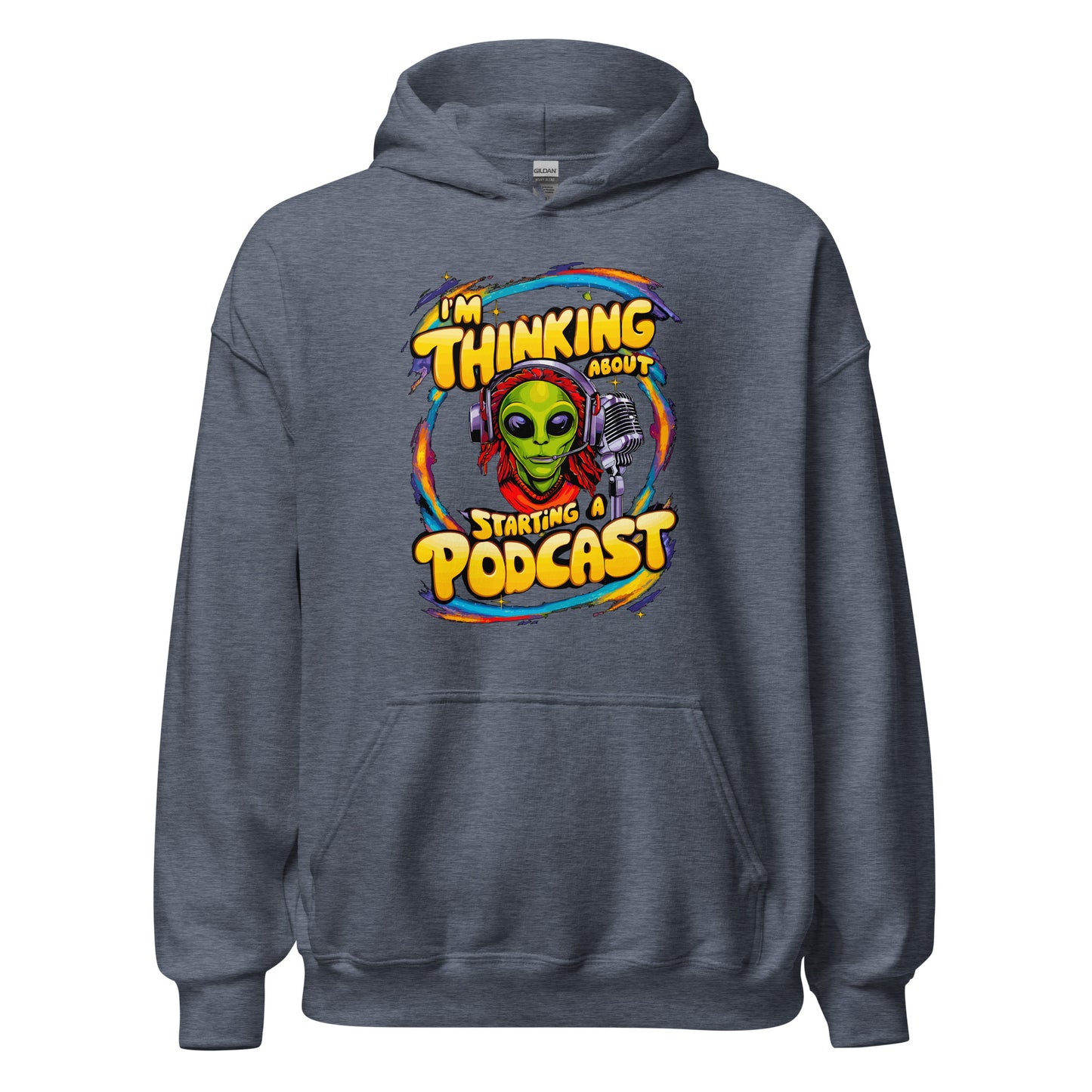 I'm thinking about starting a podcast design printed on hoodie by Whistler Shirts