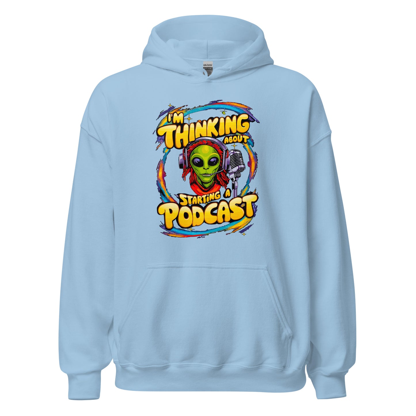 I'm thinking about starting a podcast design printed on hoodie by Whistler Shirts
