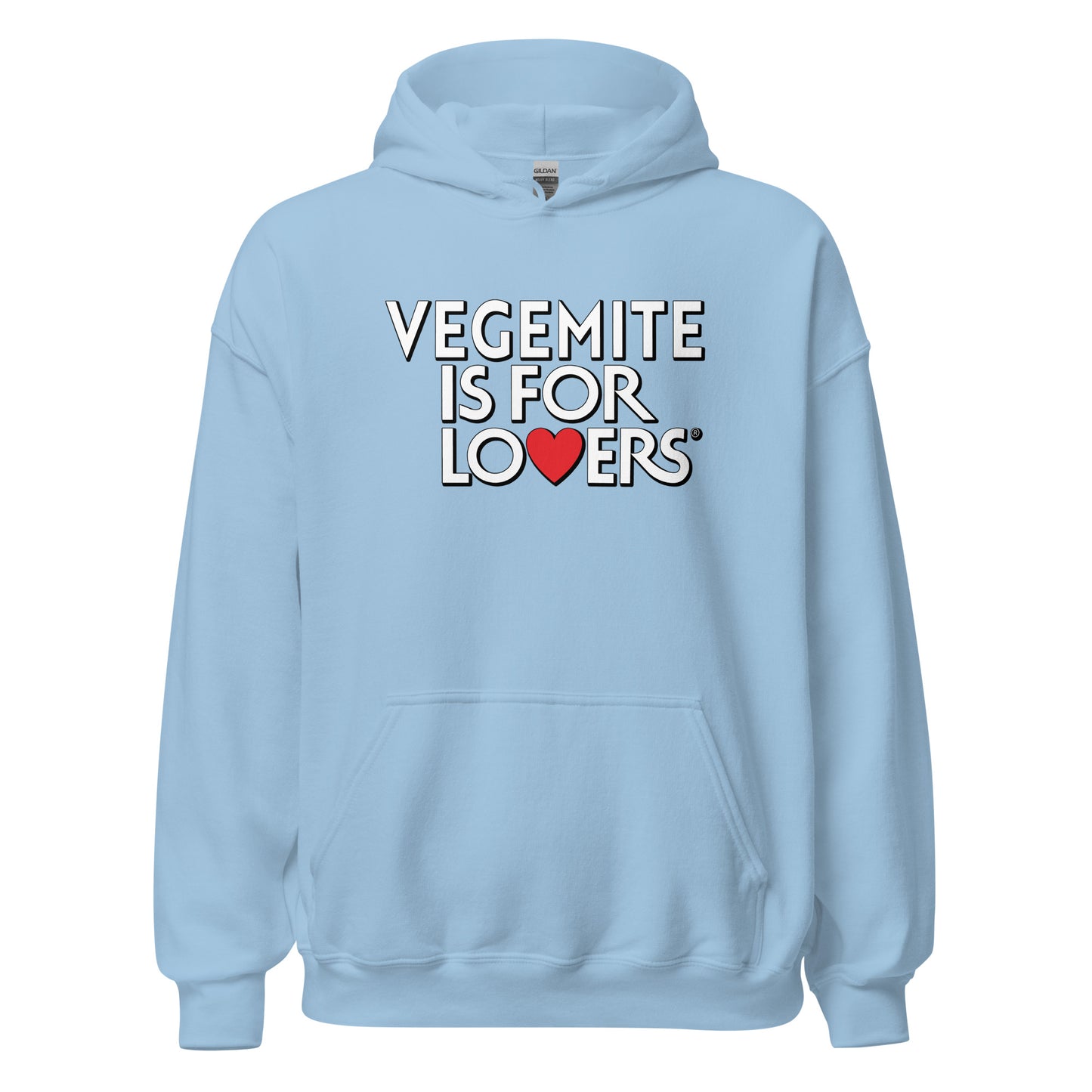 Vegemite is for lovers design printed on a hoodie by Whistler Shirts