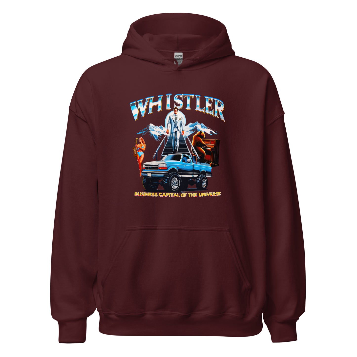 Whistler Business Capital of the Universe Hoodie printed by Whistler Shirts