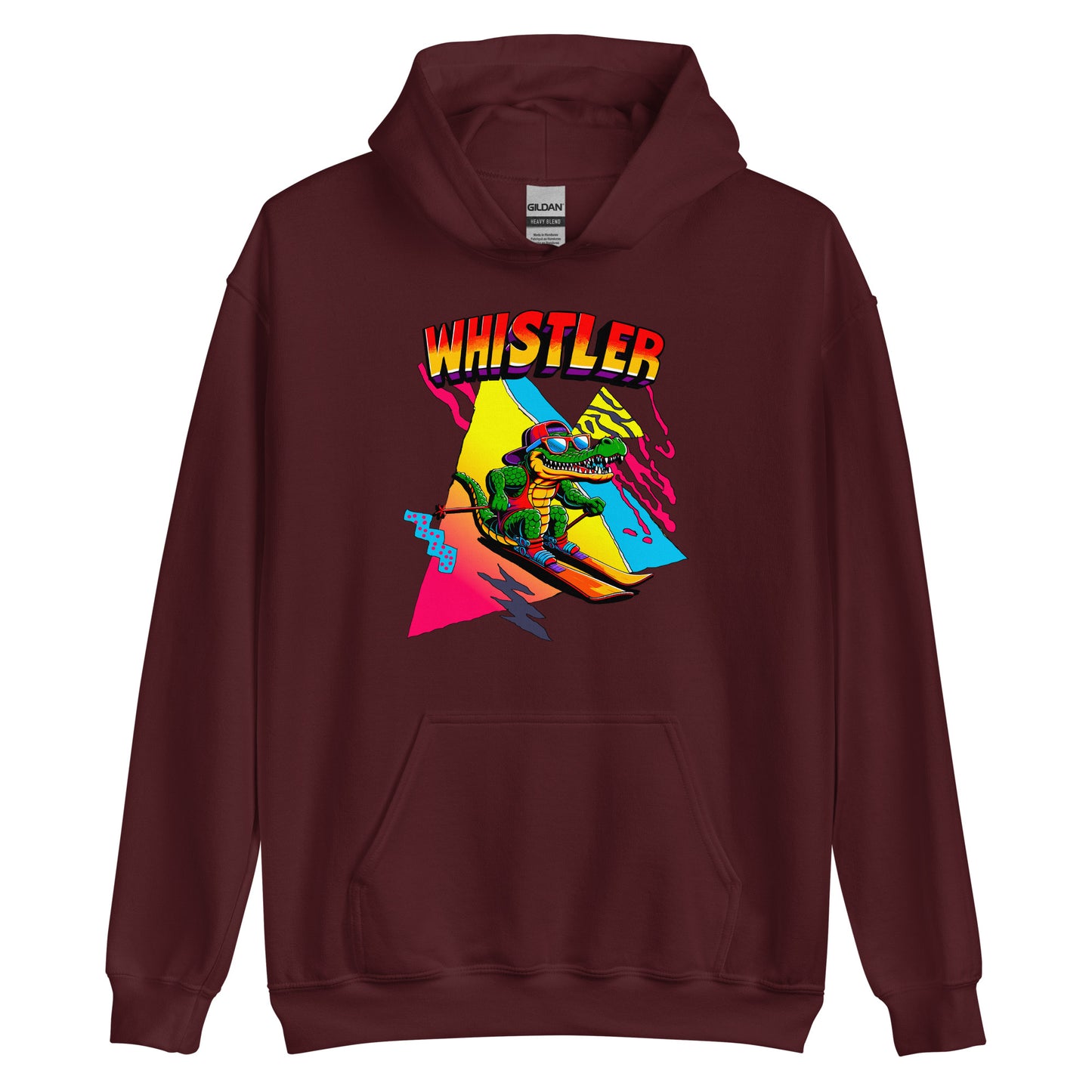 Whistler Skiing Gator Retro Hoodie printed by Whistler Shirts