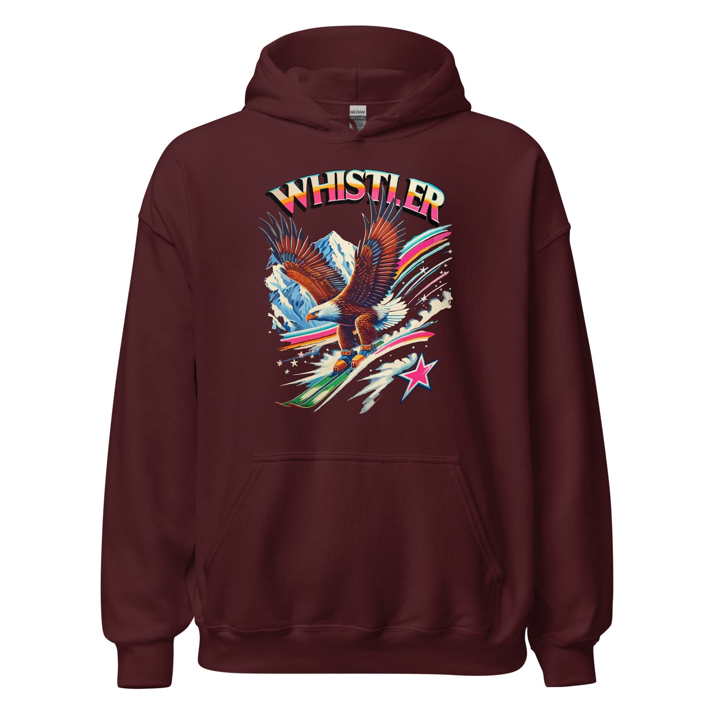 Whistler eagle skiing hoodie printed by Whistler Shirts