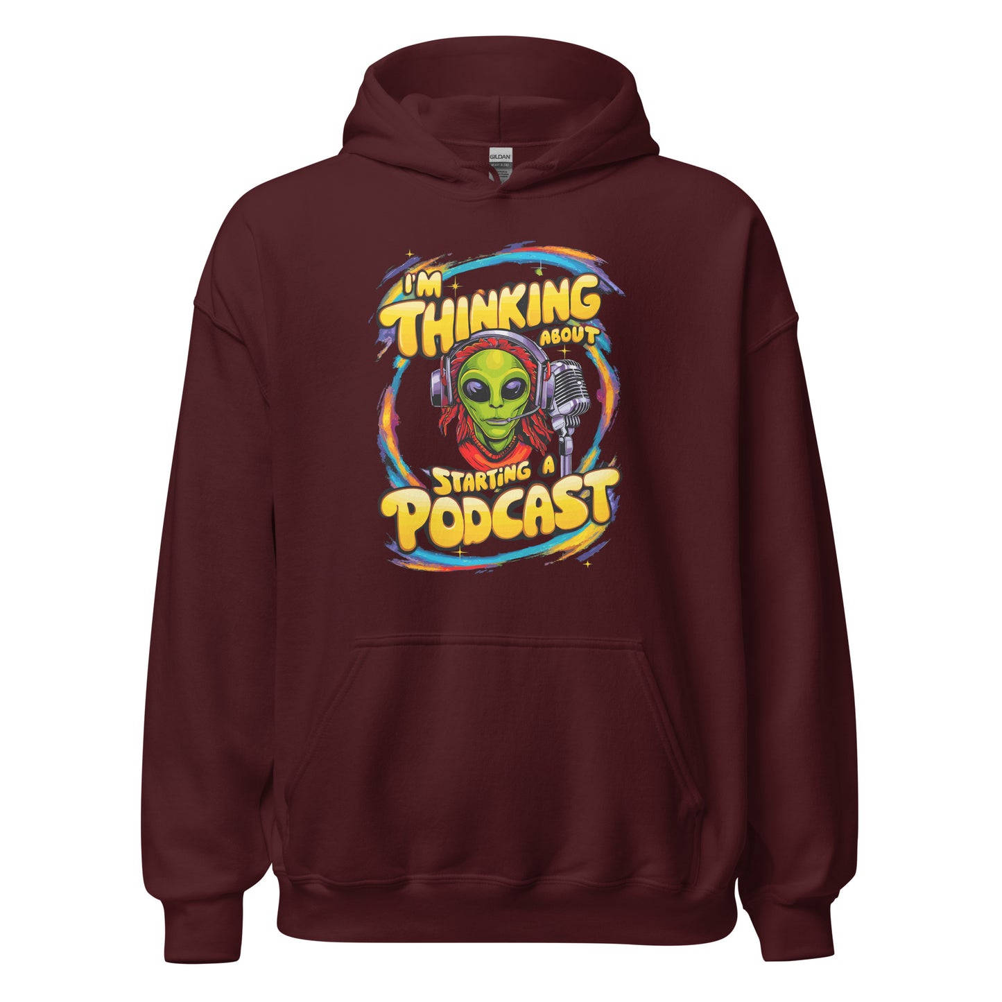 I'm thinking about starting a podcast design printed on hoodie by Whistler Shirts