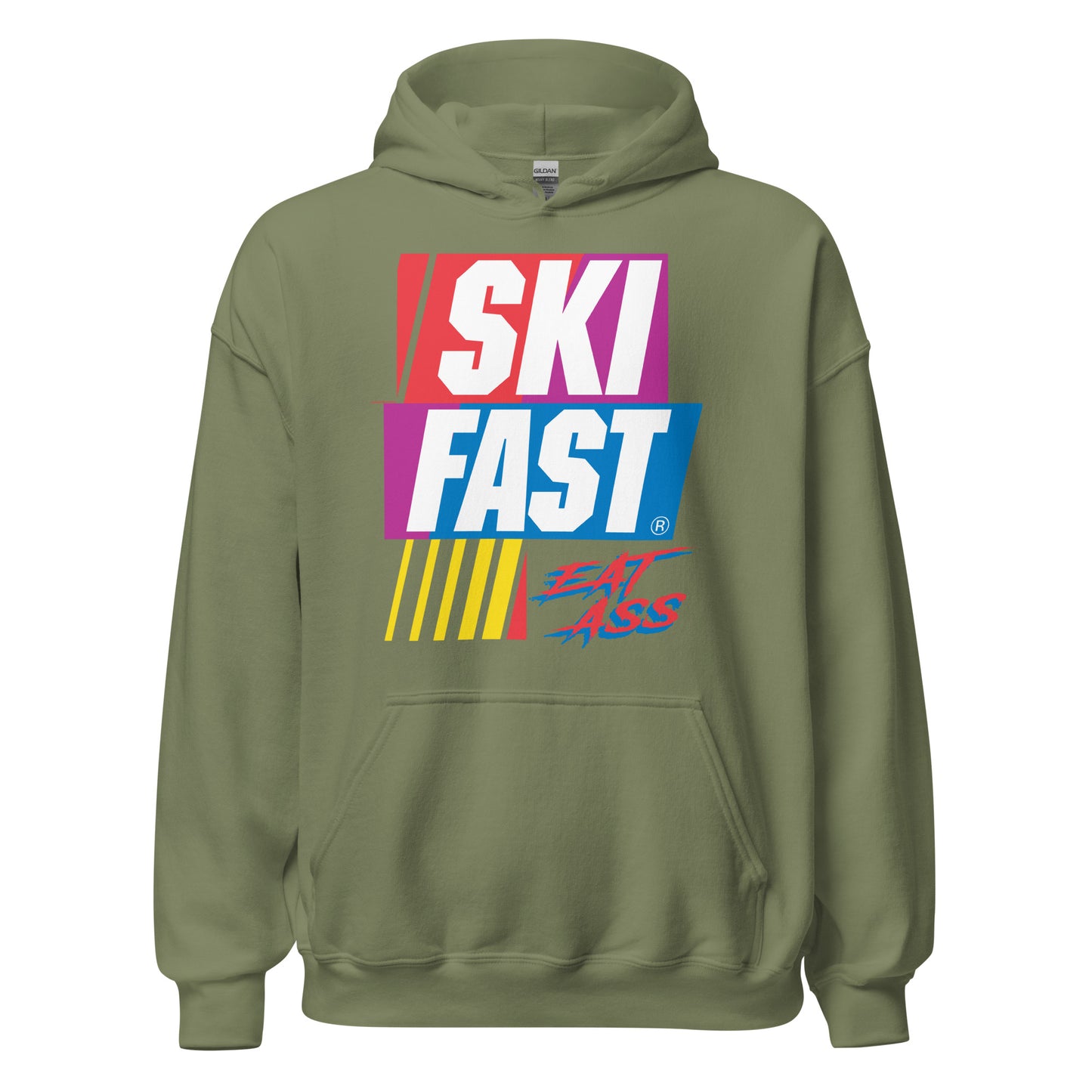 Ski fast eat ass printed hoodie by Whistler Shirts