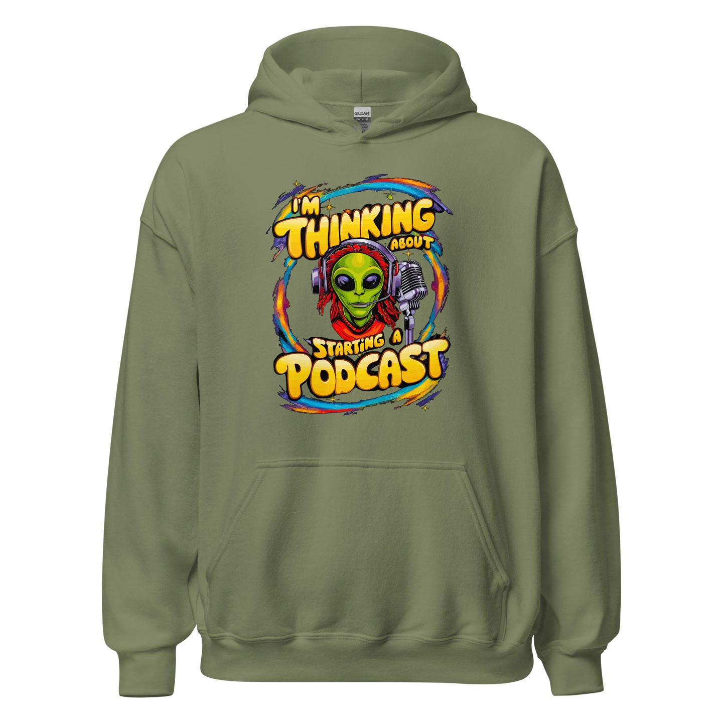I'm thinking about starting a podcast design printed on hoodie by Whistler Shirts