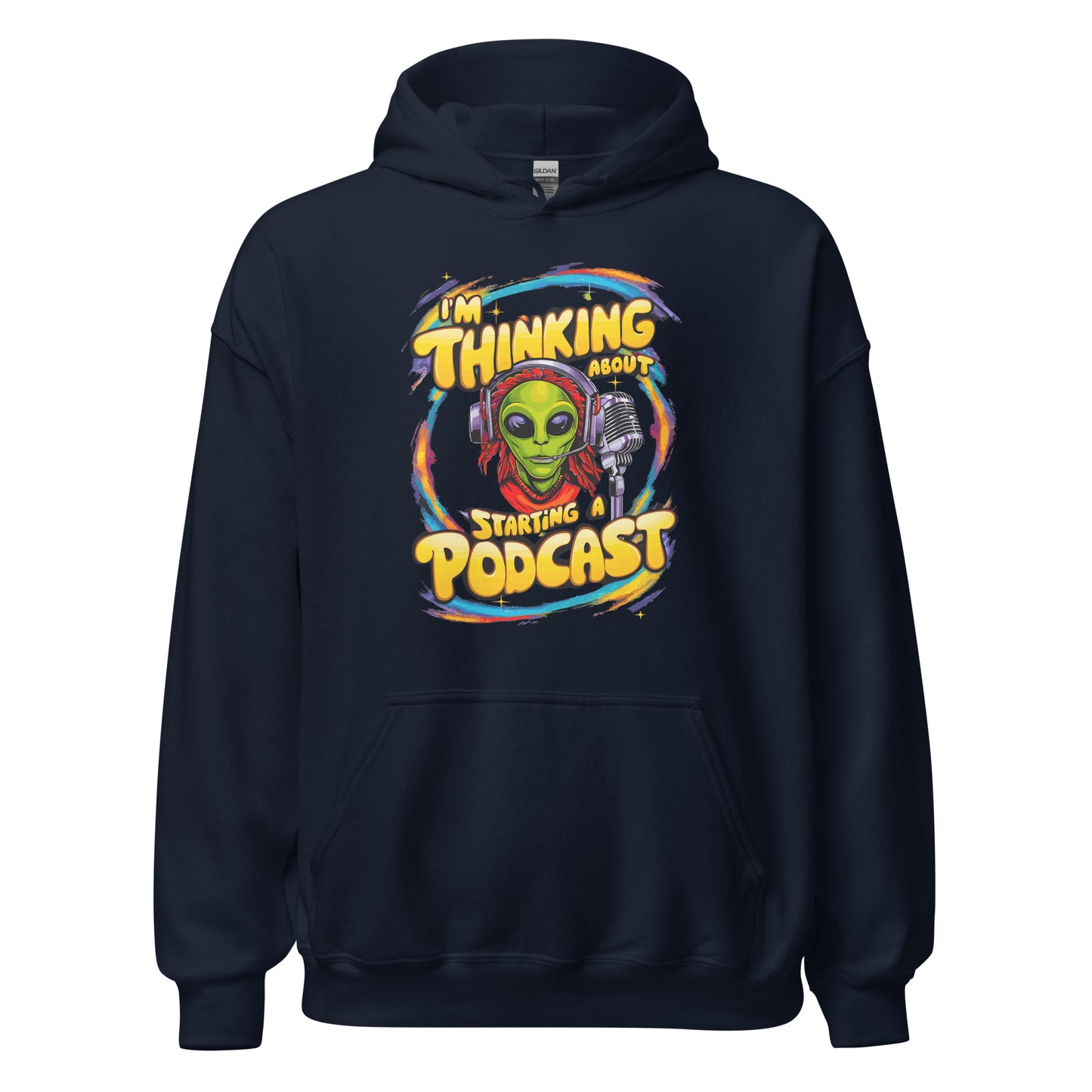 I'm thinking about starting a podcast design printed on hoodie by Whistler Shirts
