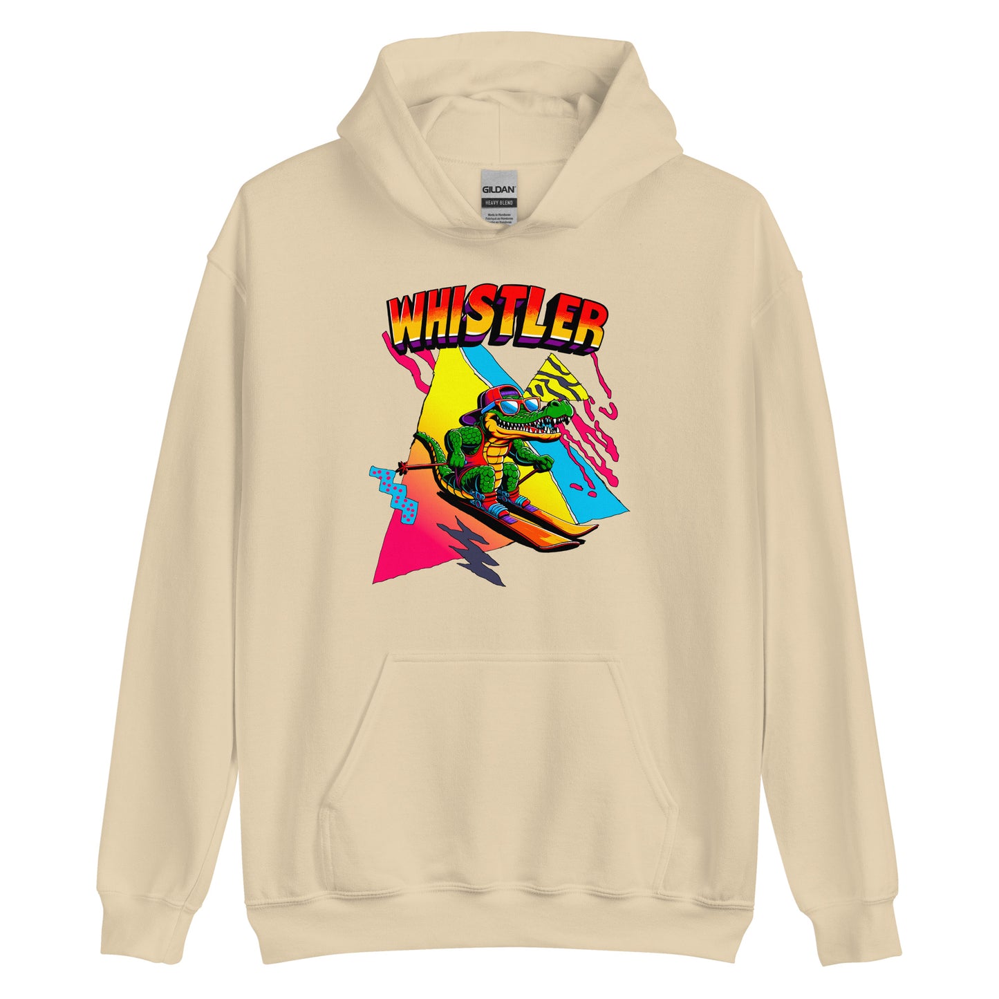 Whistler Skiing Gator Retro Hoodie printed by Whistler Shirts