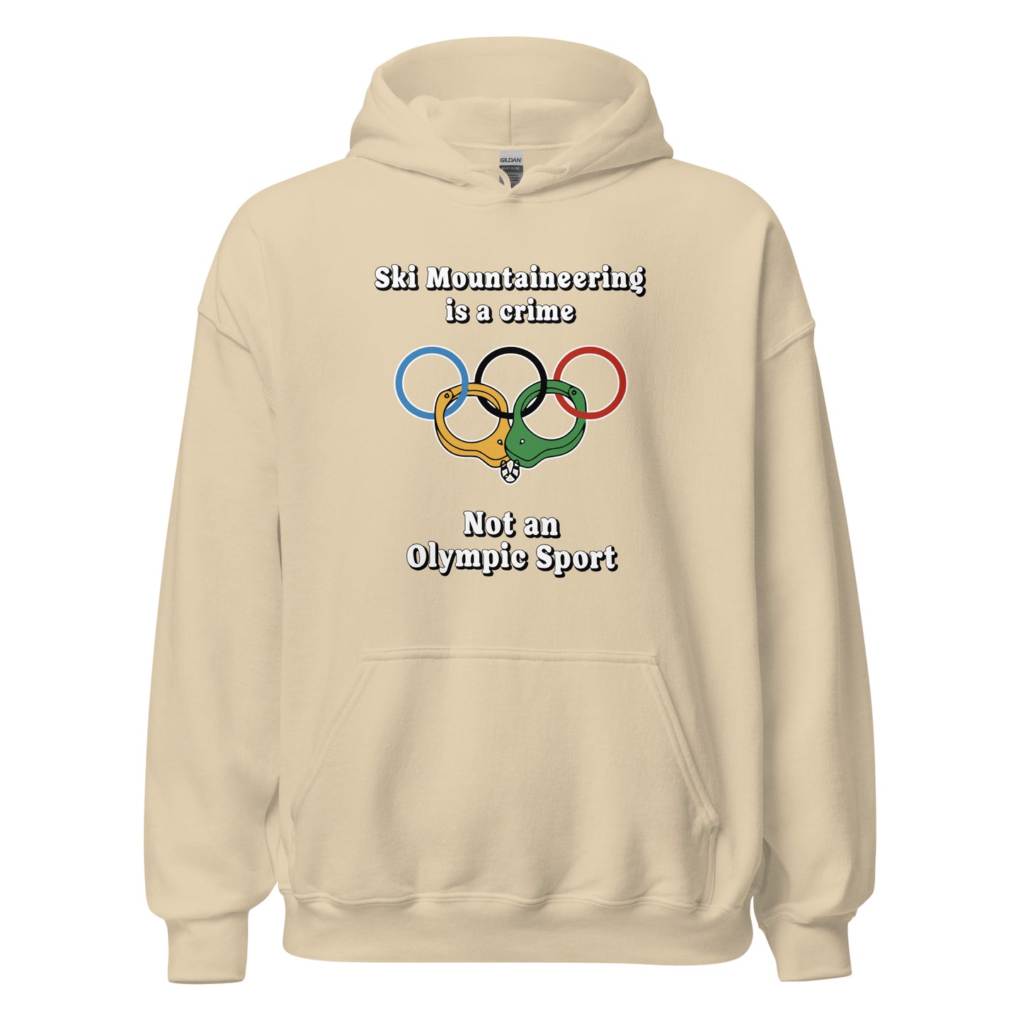 Ski Mountaineering is a crime not an olympic sport design printed on hoodie by Whistler Shirts