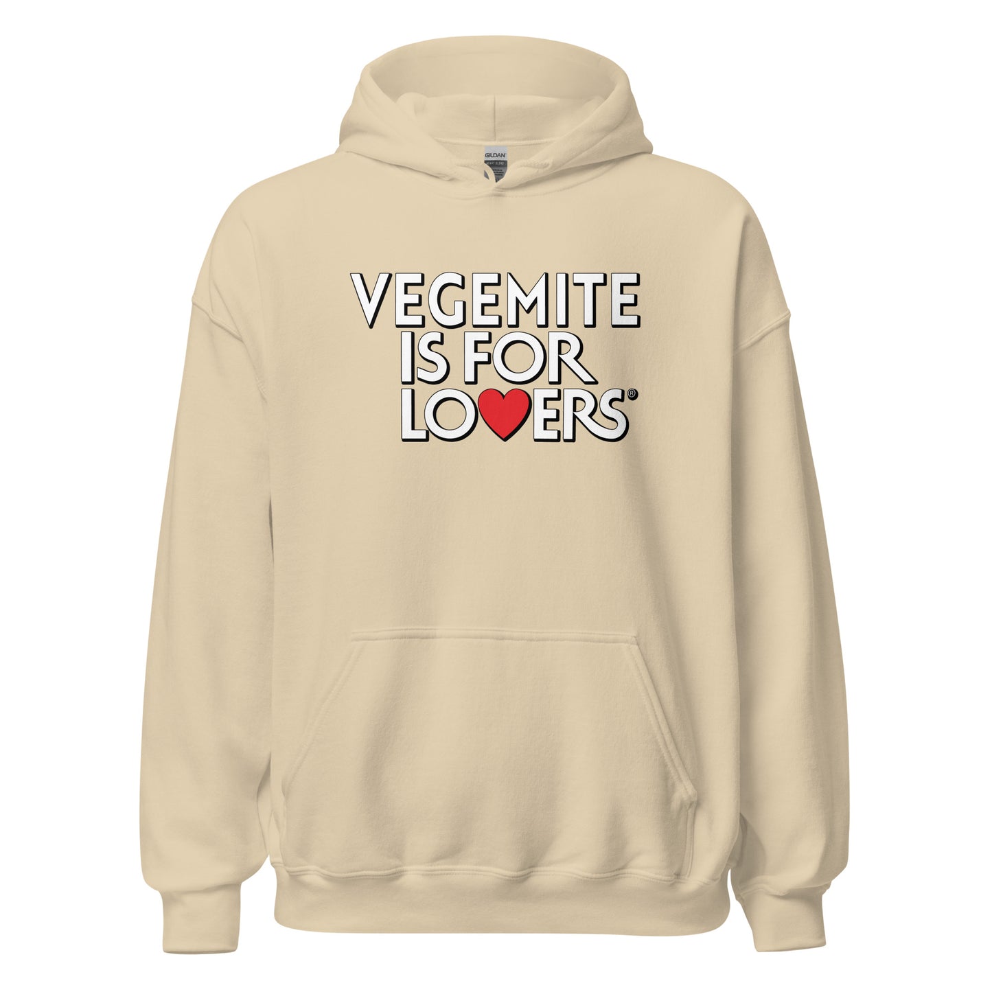 Vegemite is for lovers design printed on a hoodie by Whistler Shirts