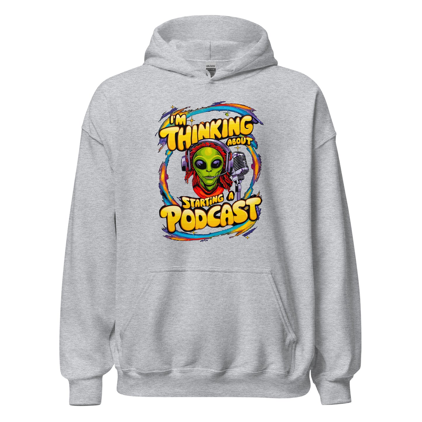 I'm thinking about starting a podcast design printed on hoodie by Whistler Shirts