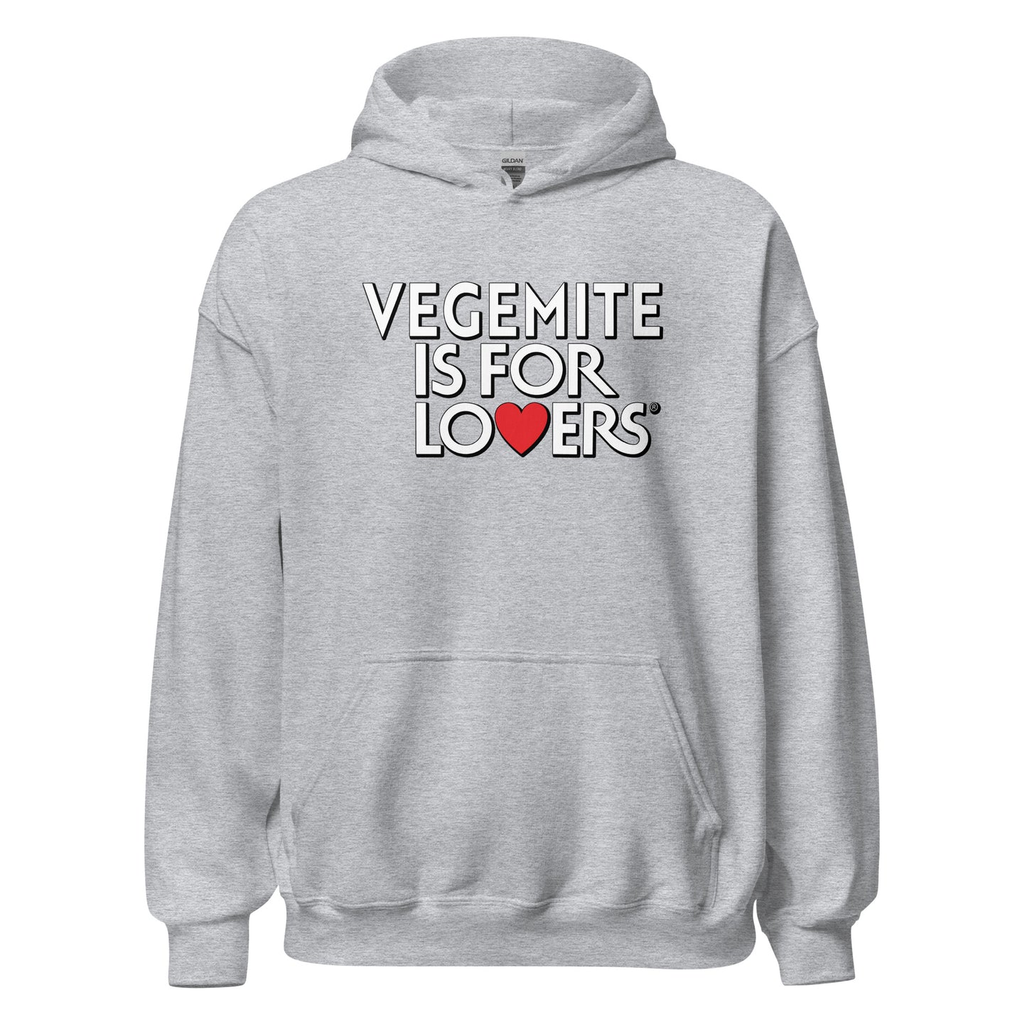 Vegemite is for lovers design printed on a hoodie by Whistler Shirts