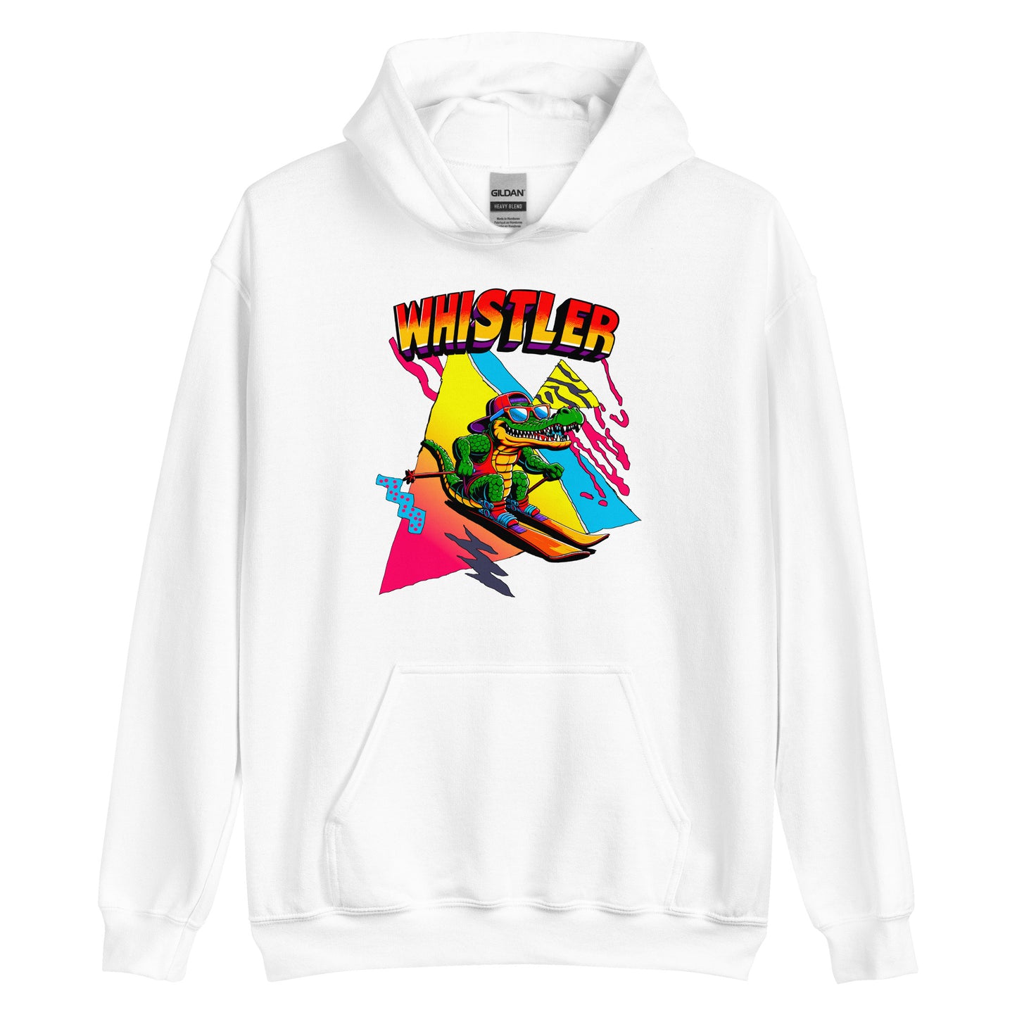 Whistler Skiing Gator Retro Hoodie printed by Whistler Shirts