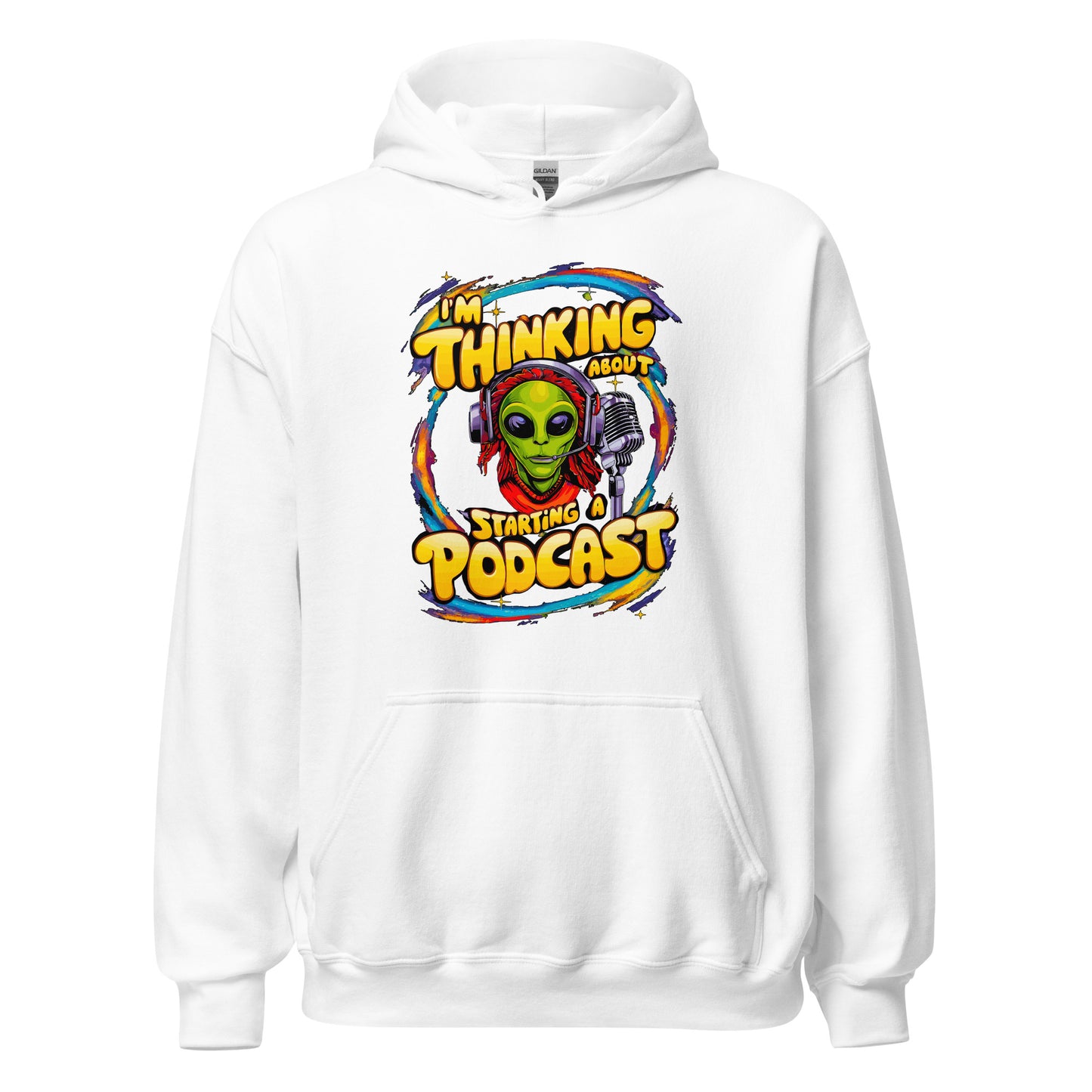 I'm thinking about starting a podcast design printed on hoodie by Whistler Shirts