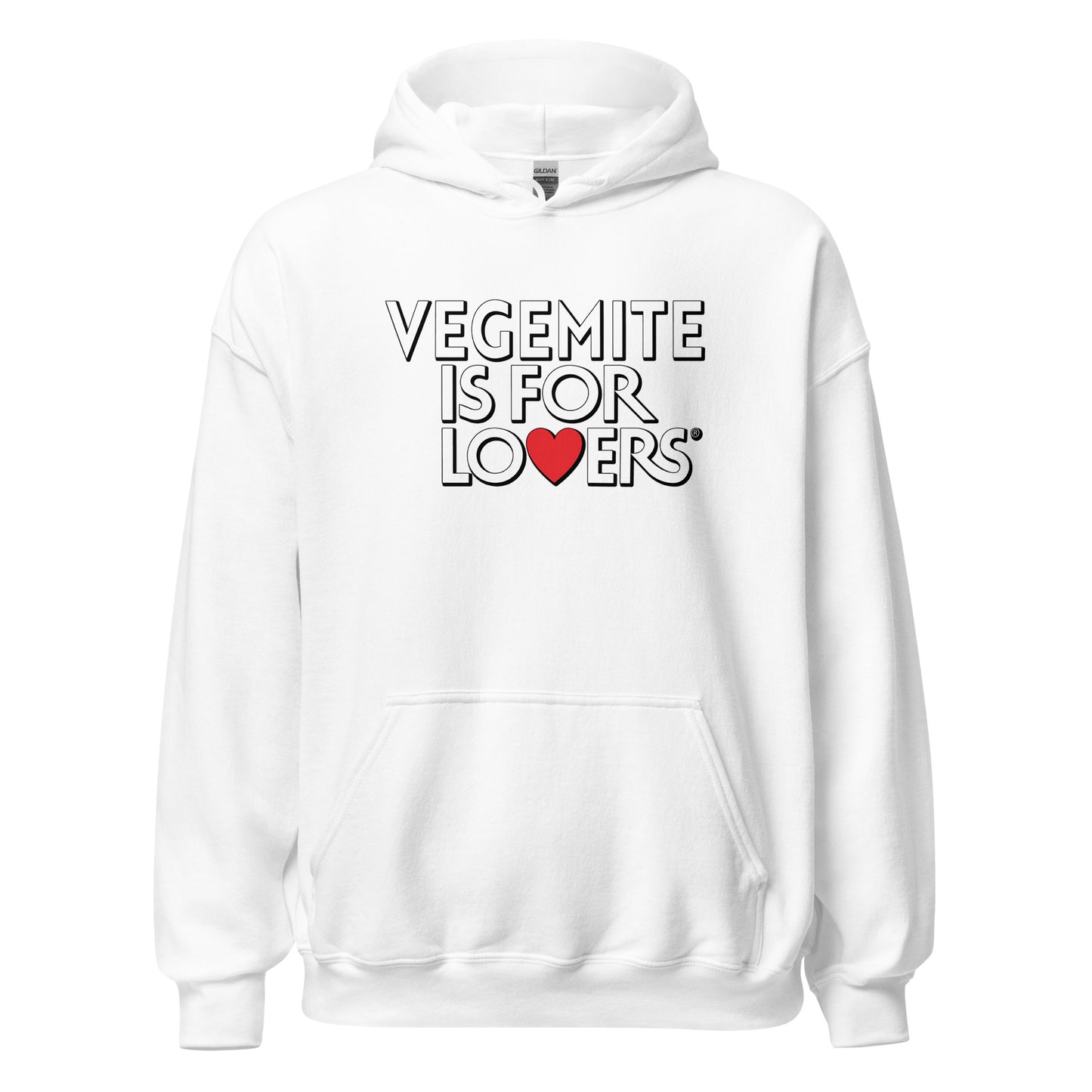 Vegemite is for lovers design printed on a hoodie by Whistler Shirts