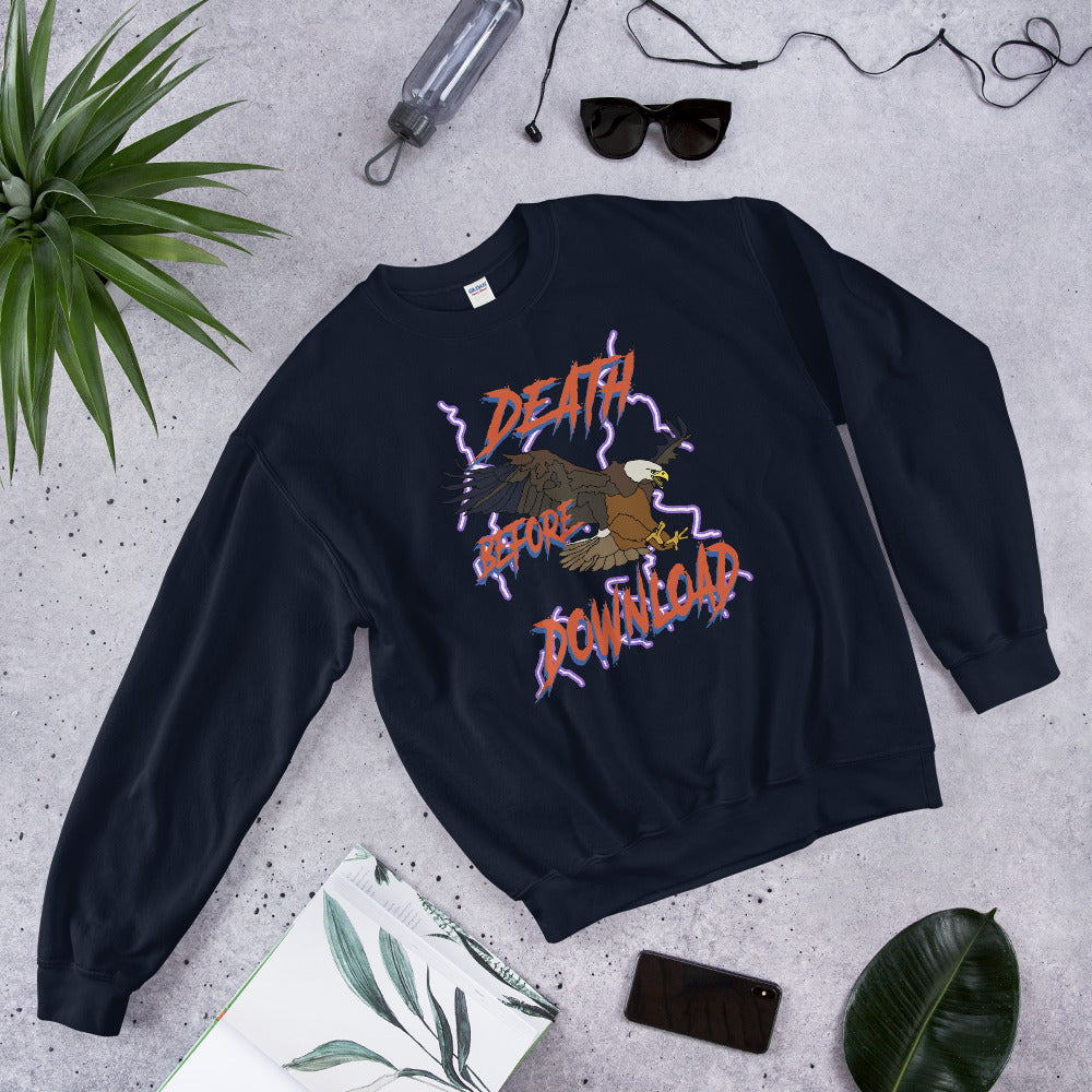 death before download eagle printed crewneck