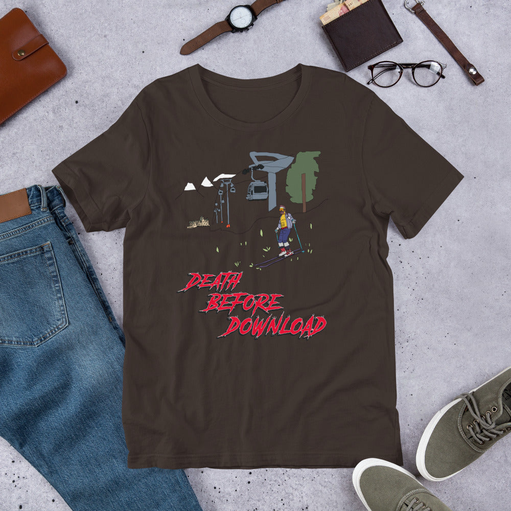 Death before download skiier colour printed t-shirt