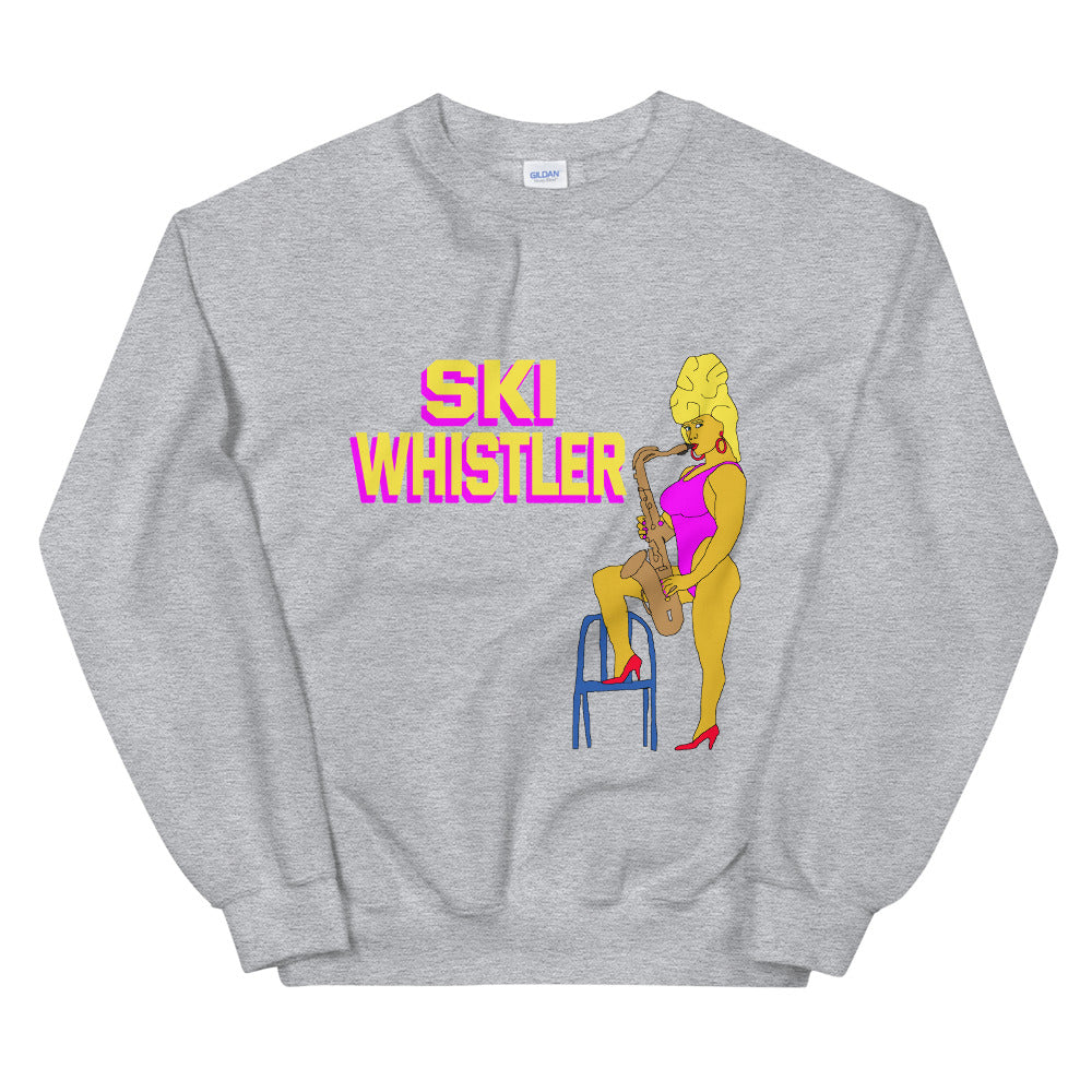 Ski whistler sexy saxophone printed crewneck