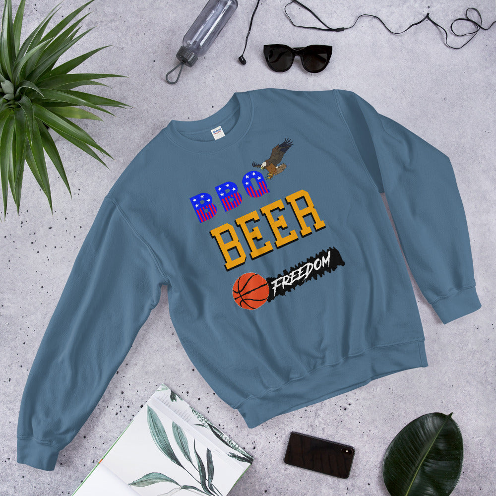 Bbq beer freedom printed crewneck
