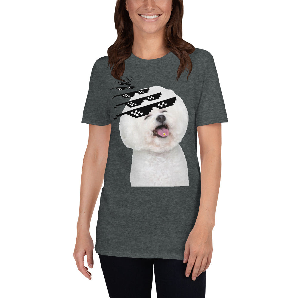 Bichon frise with sunglasses printed t-shirt