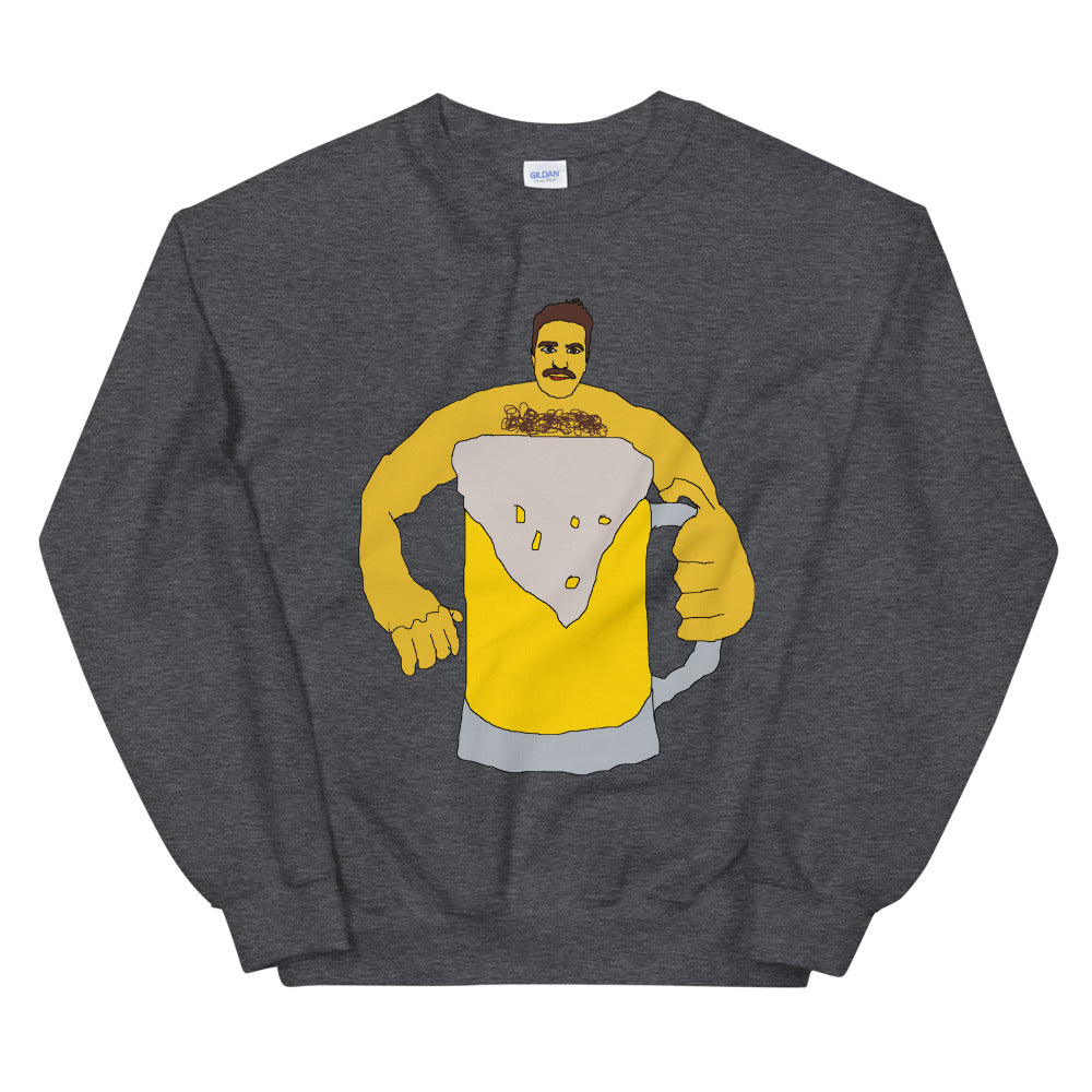 maroon crewneck with beer print