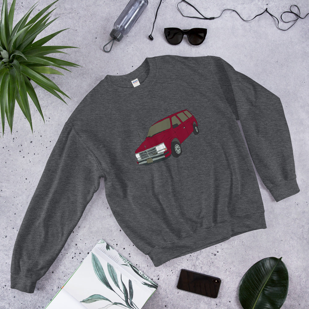 red car printed crewneck