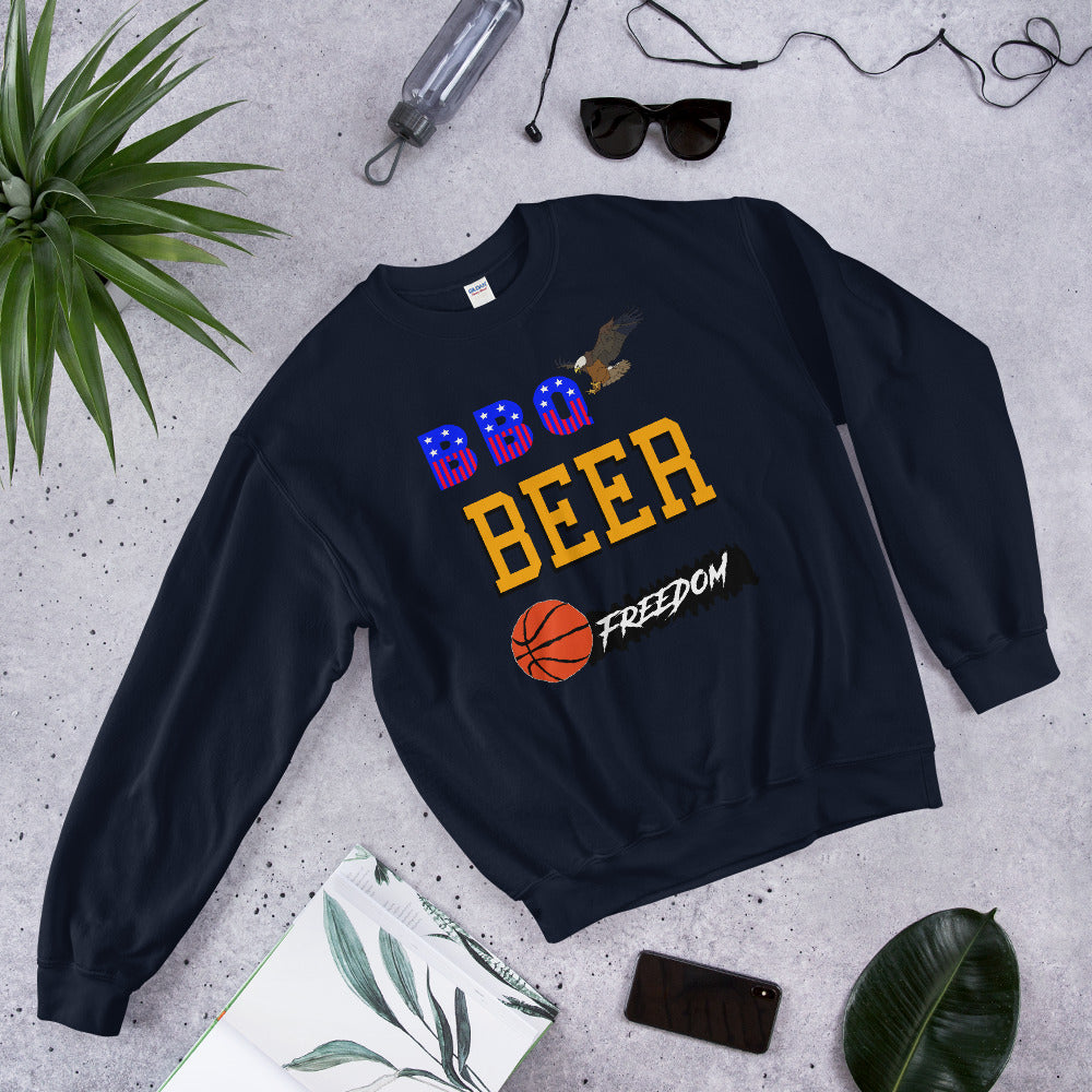 bbq beer freedom printed crewneck