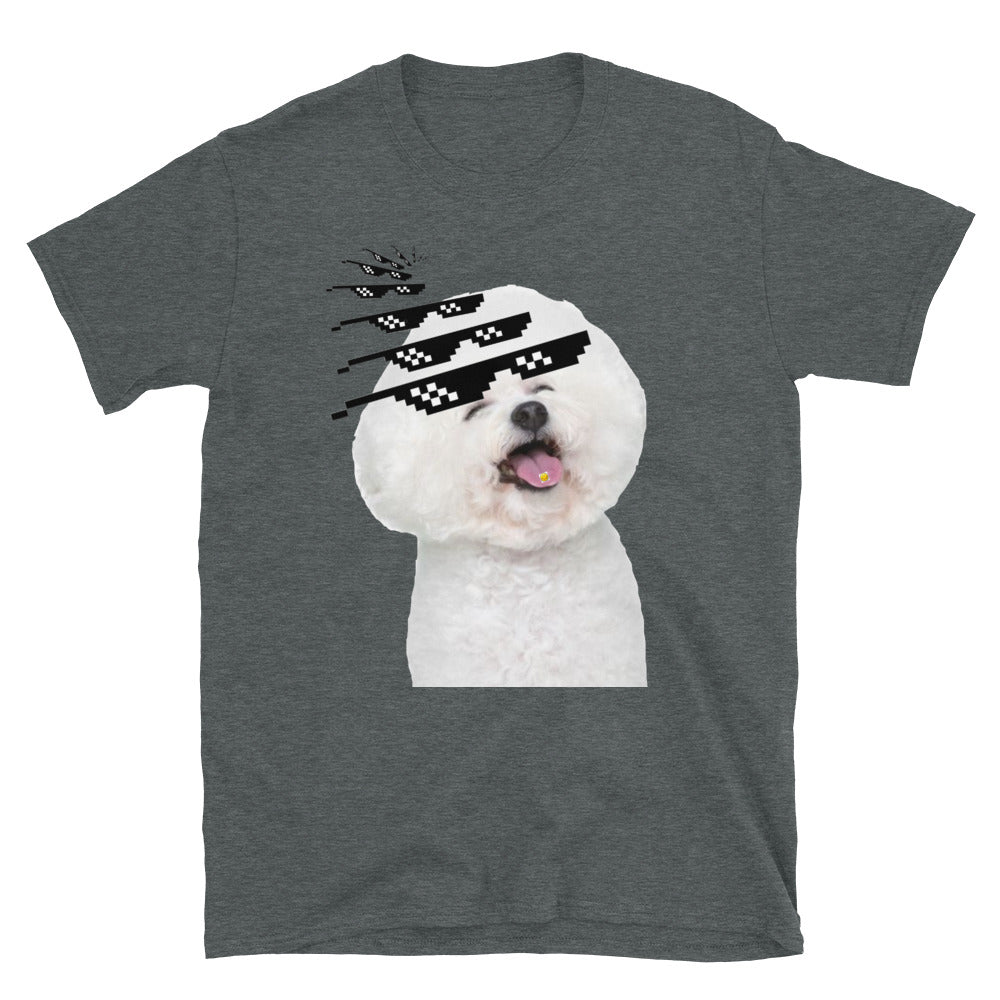 Bichon frise with sunglasses printed t-shirt