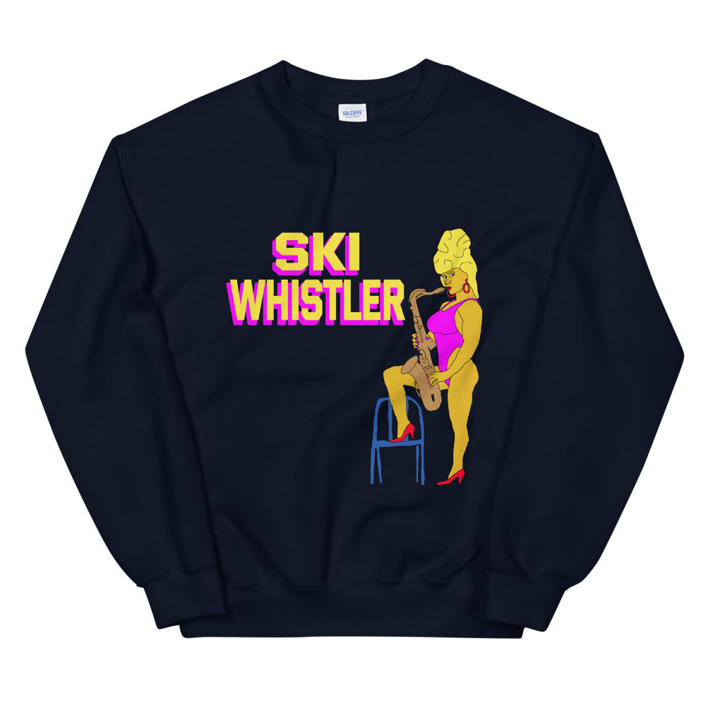 Ski whistler sexy saxaphone printed crewneck