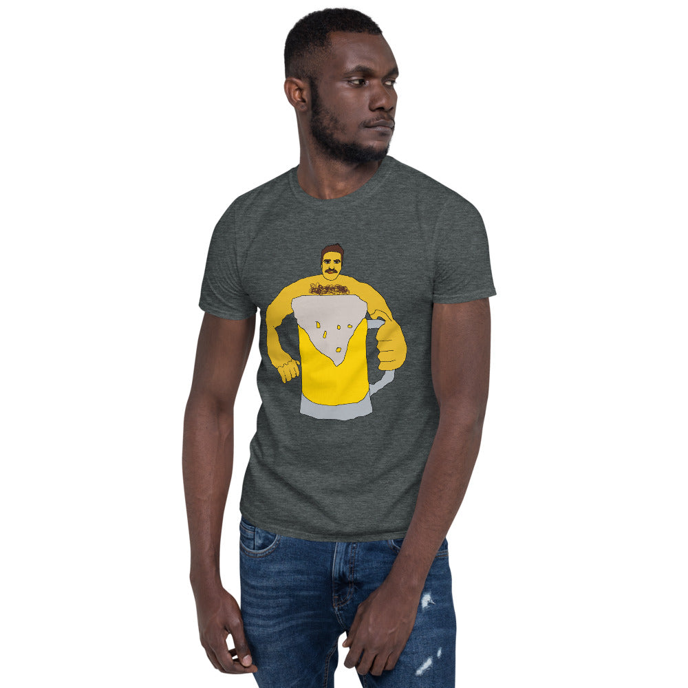 Man drinking beer printed t-shirt
