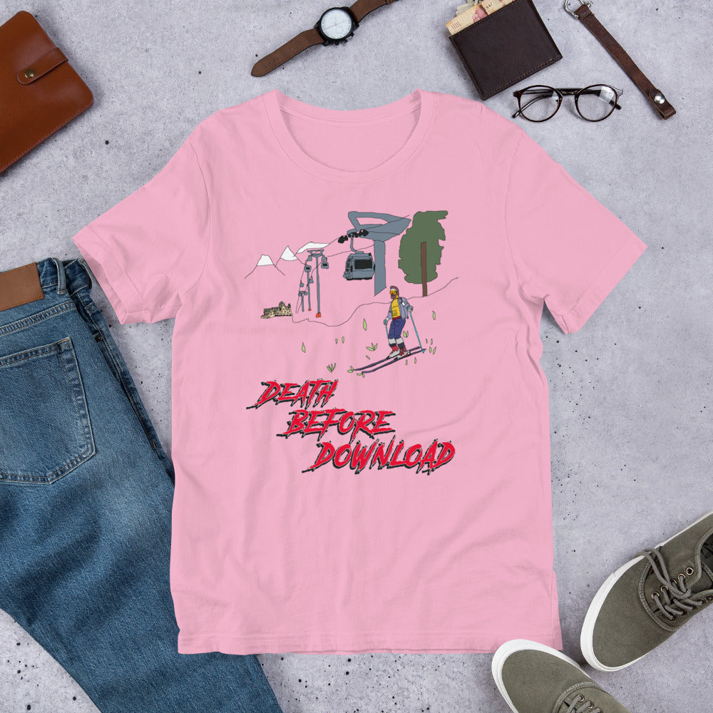 Death before download skiier colour printed t-shirt