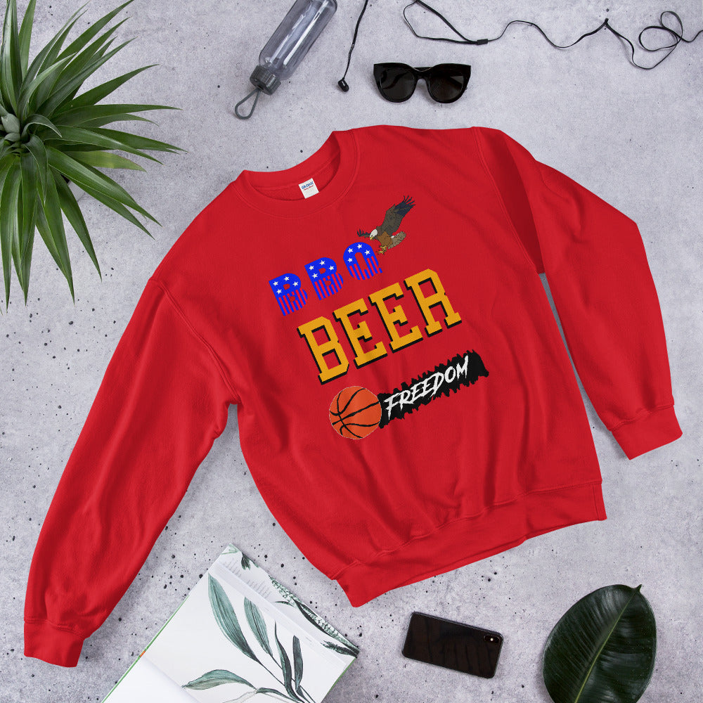 bbq beer freedom printed crewneck