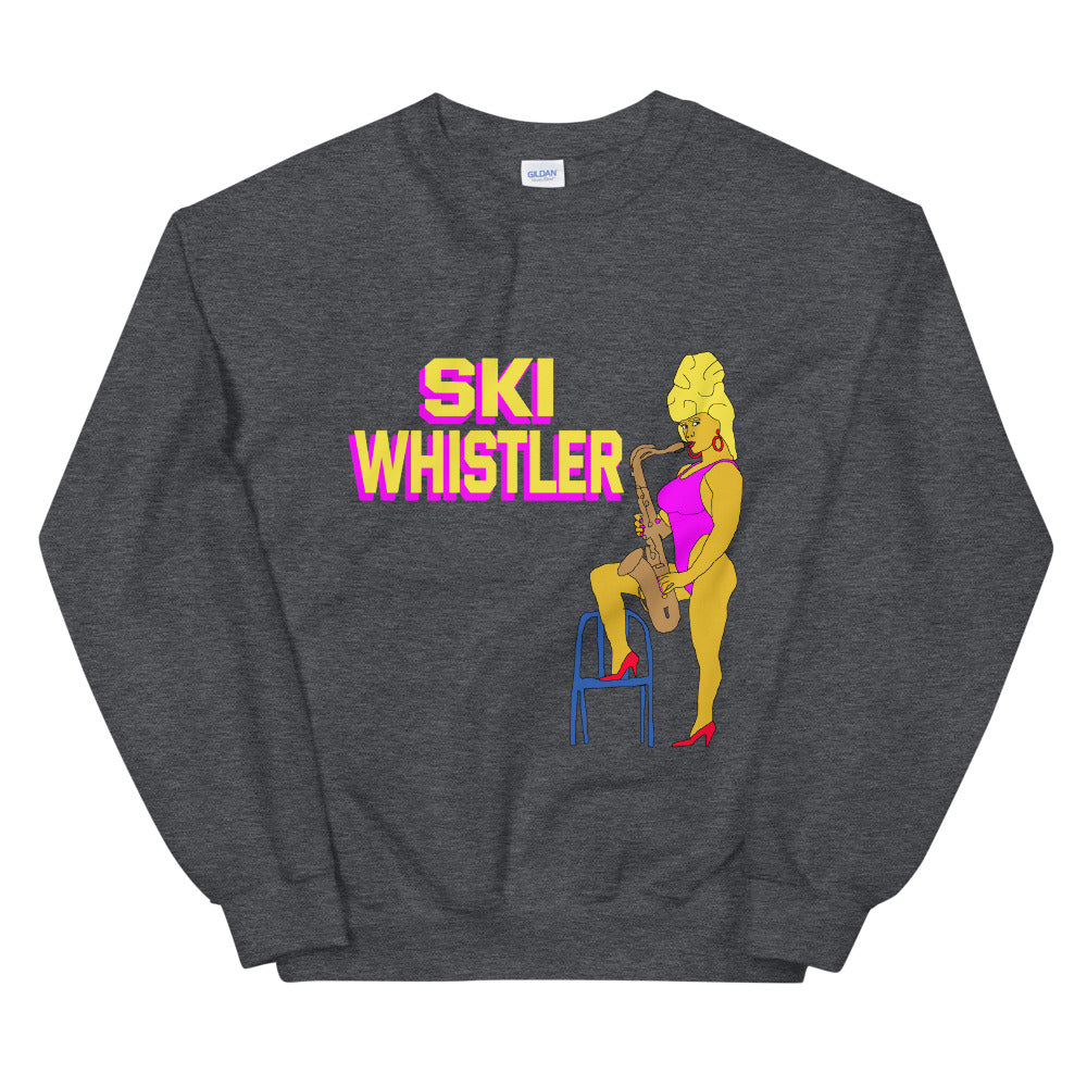 Ski whistler sexy saxophone printed crewneck