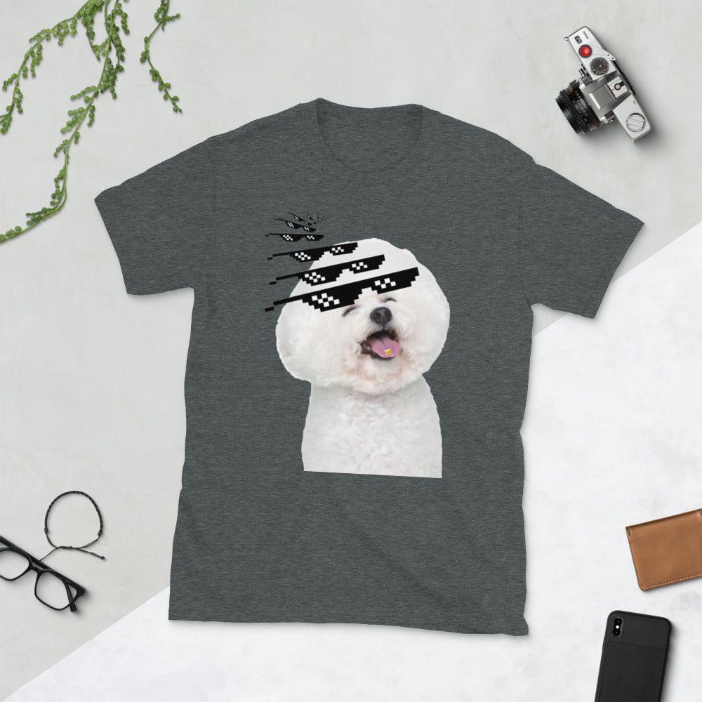 Bichon frise with sunglasses printed t-shirt