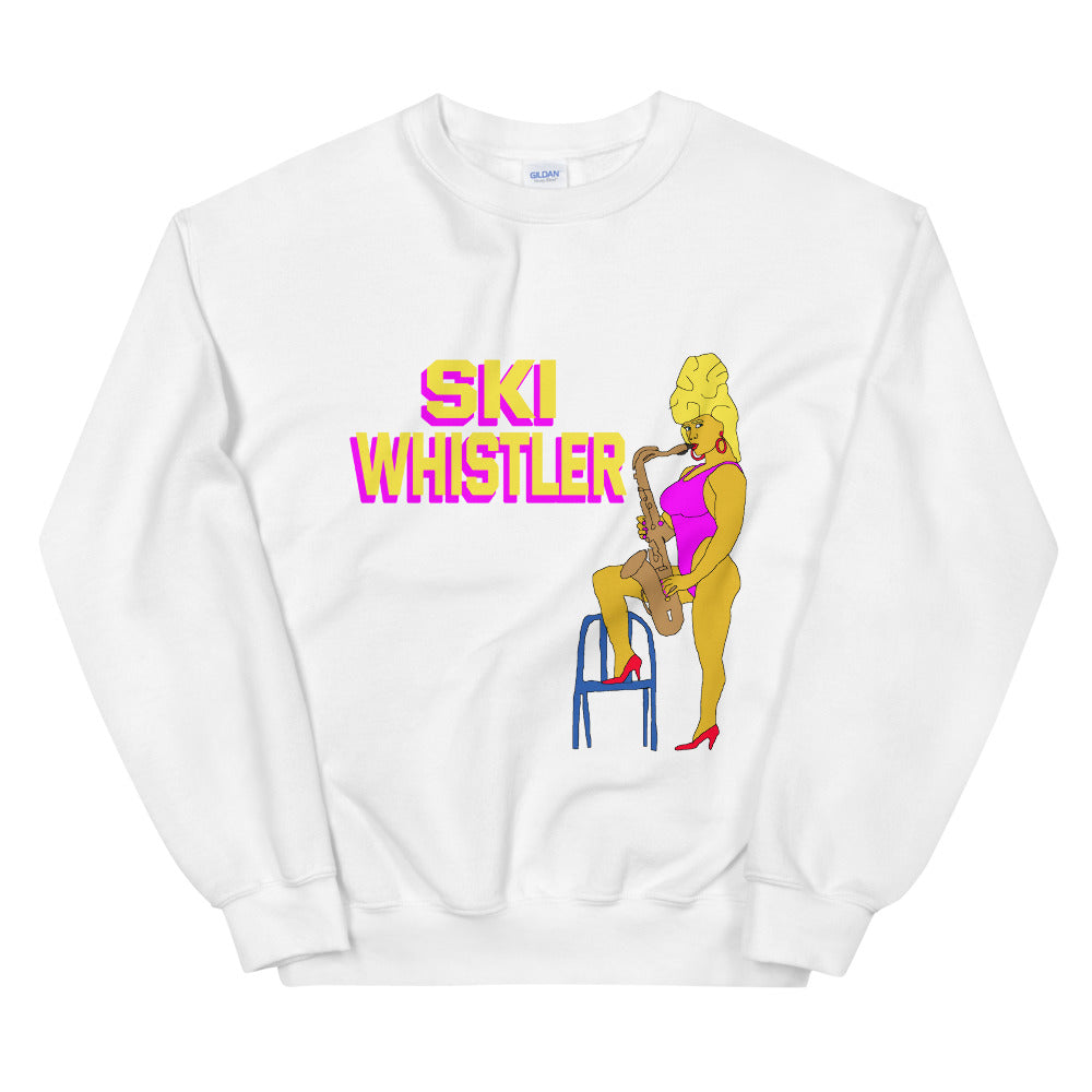 Ski whistler sexy saxophone printed crewneck