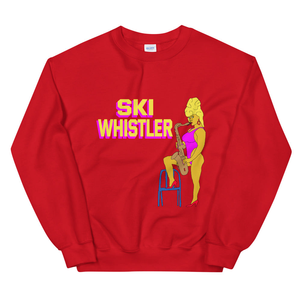 Ski whistler sexy saxaphone printed crewneck