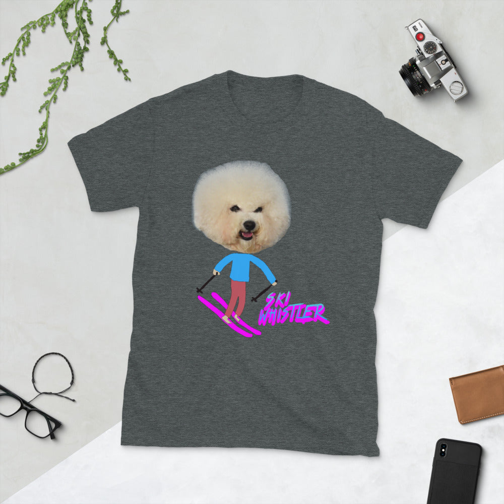 Ski Whistler bichon frise skiing printed t-shirt