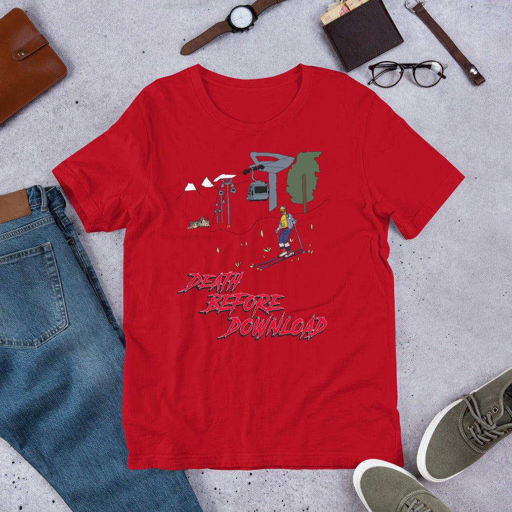 Death before download skiier colour printed t-shirt