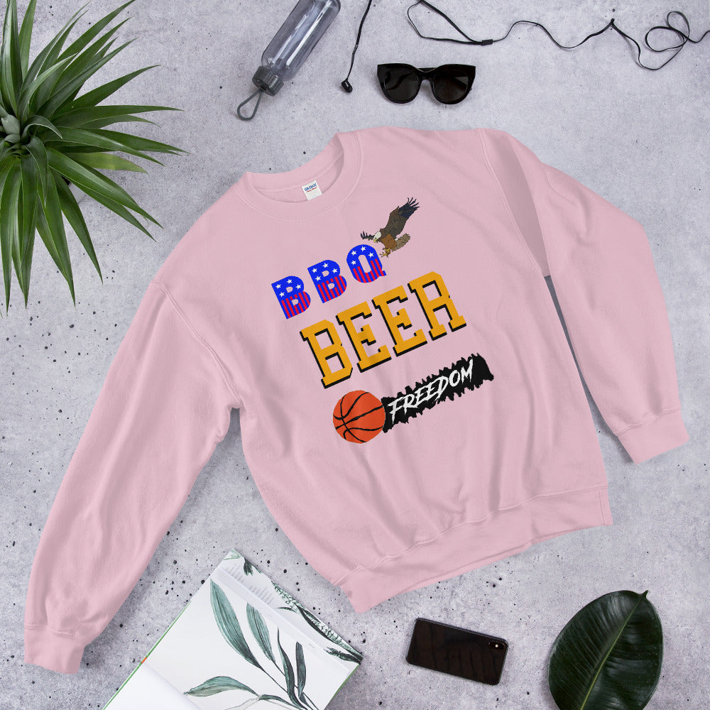 bbq beer freedom printed crewneck