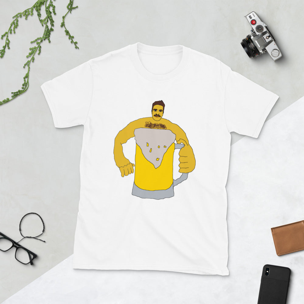 Man drinking beer printed t-shirt