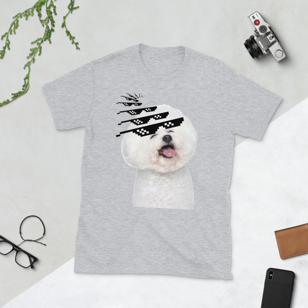 Bichon frise with sunglasses printed t-shirt