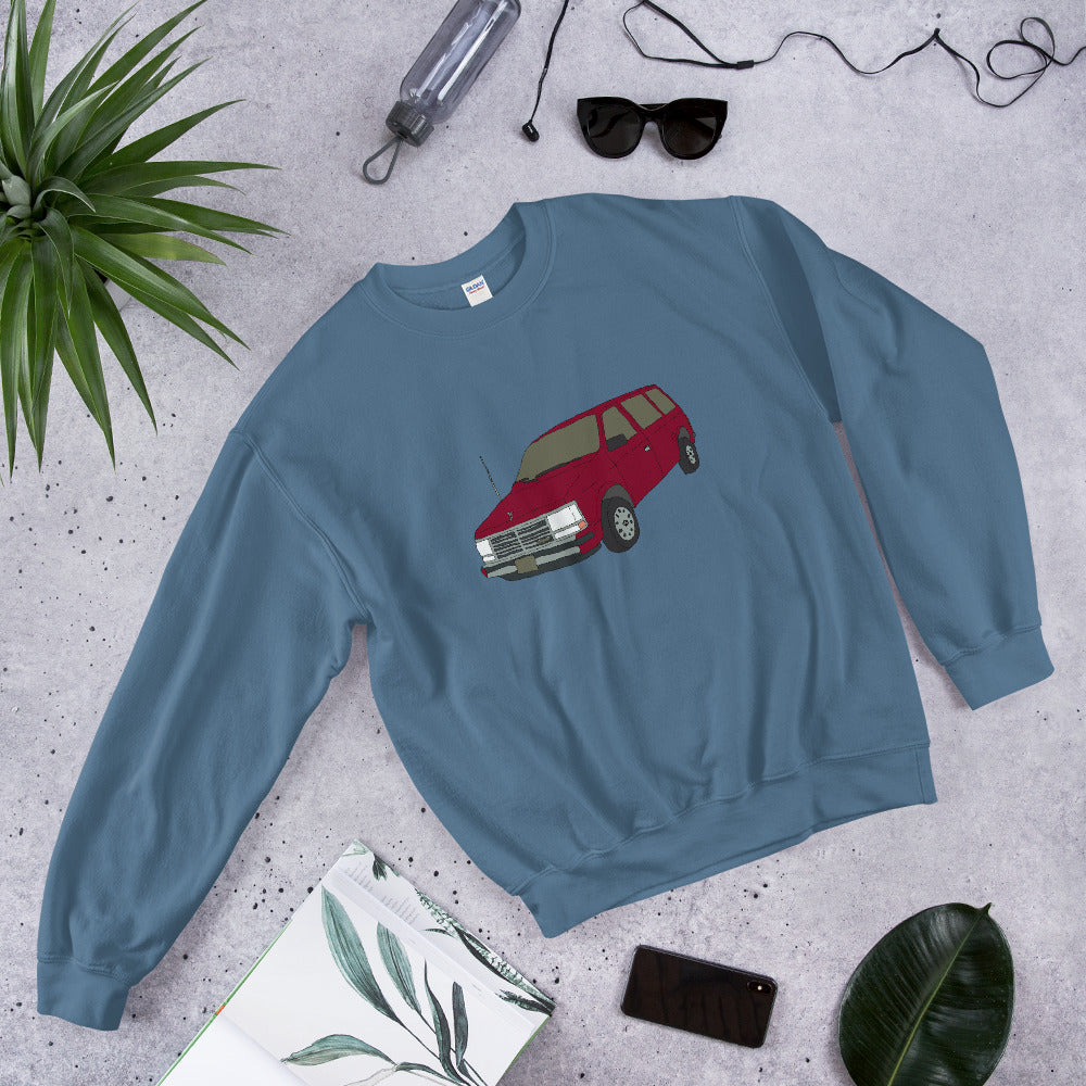 red car printed crewneck