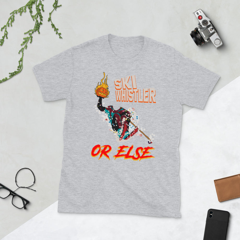 Ski Whistler or else flaming pumpkin printed t -shirt
